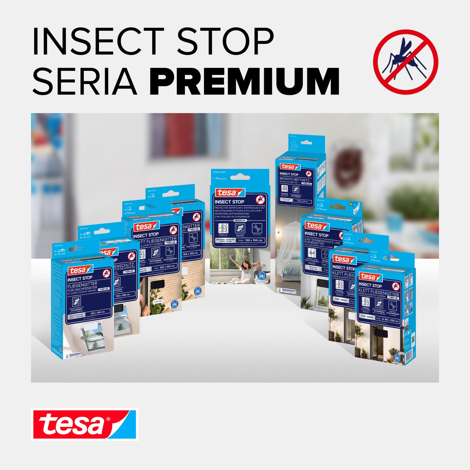 tesa Siatka chroniaca przed pylkami - mozliwosc przyciecia na wymiar, przezroczysta moskitiera dla alergików - do okien otwieranych do wewnatrz - antracyt - 2x 130 cm x 150 cm