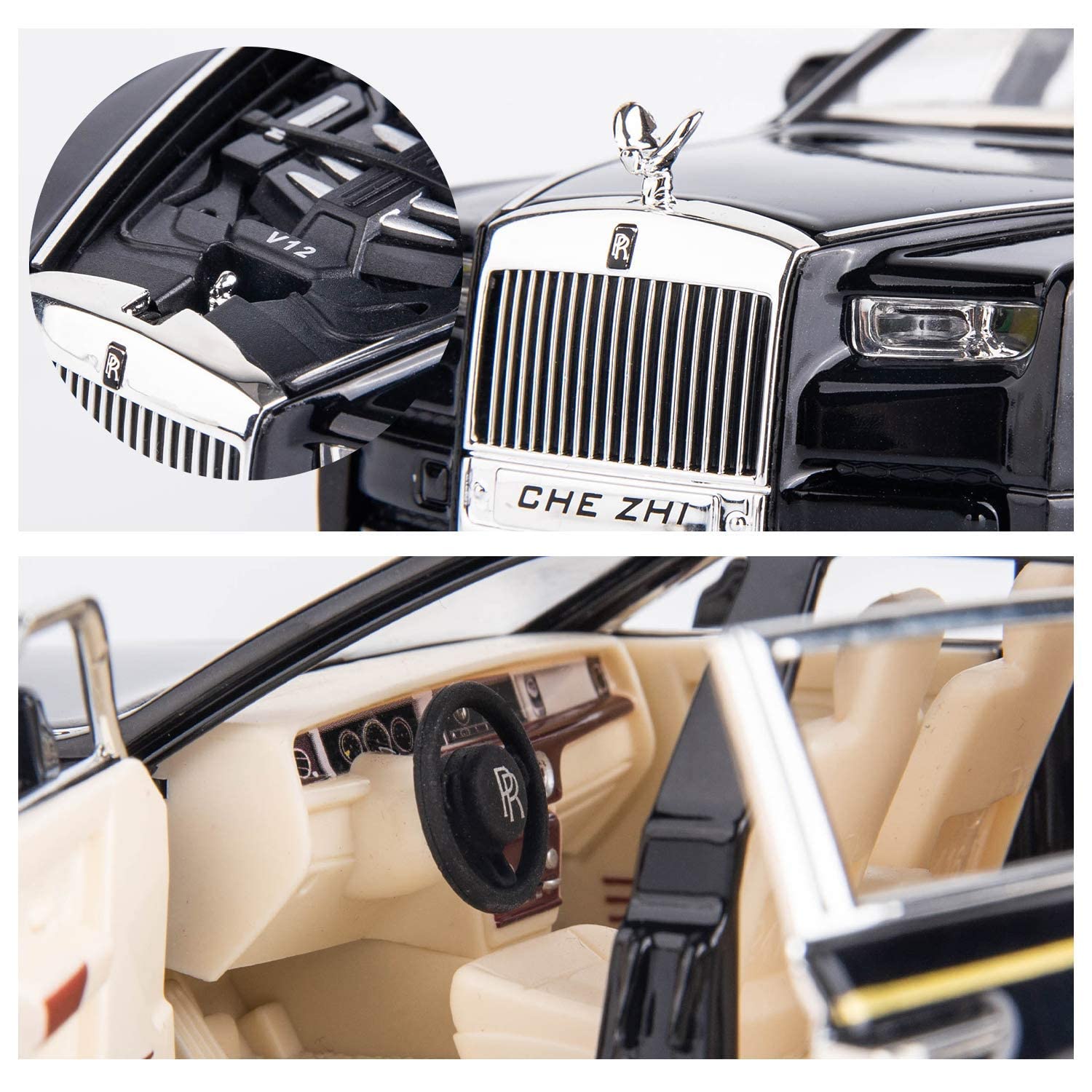 VARIYA ENTERPRISE® 1/24 Big Rolls Royce Toy Car Metal Pull Back Diecast Car with Openable Door and Sound Light, Gifts Toys for Kids【 RED 】 2