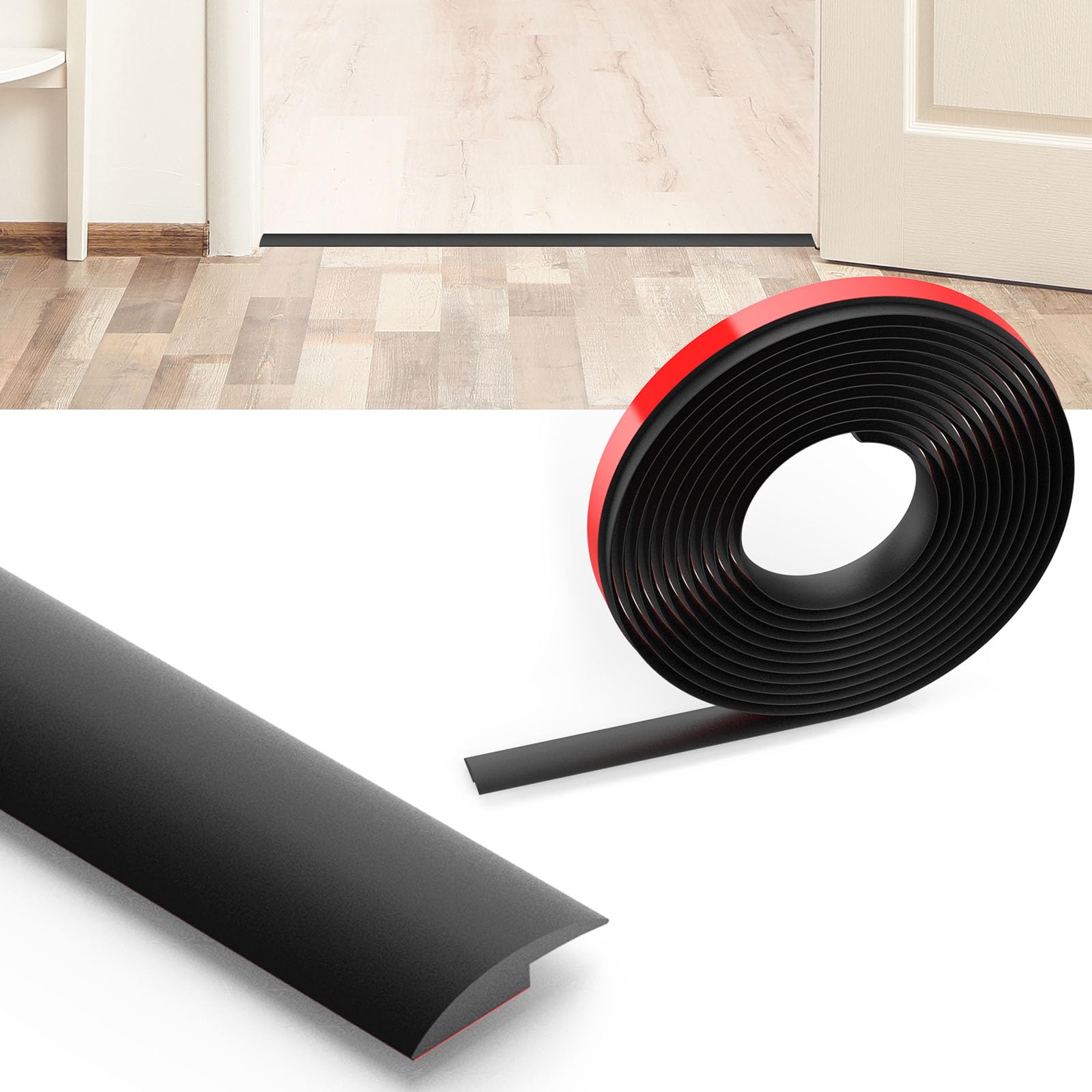 Flintronic Listwa przejściowa do podłóg laminowanych, 2 m, PCW, listwa przejściowa dzieląca podłogę, samoprzylepna listwa progowa, listwy progowe do drzwi do łączenia szczelin podłogowych, dywanów