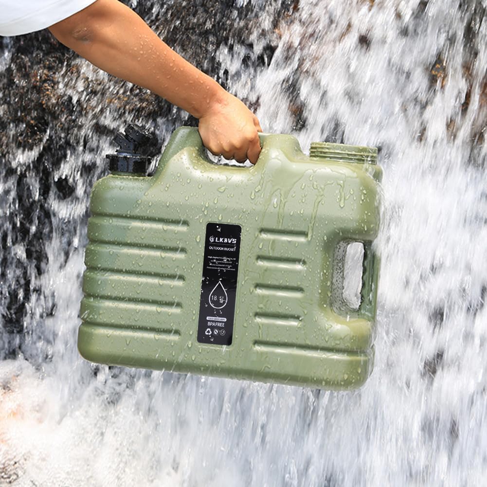 Water Container with Spigot,18.5L Camping Water Storage Container with Tap, Portable Thick Water Dispenser Tank Jug for Vehicle, Car, Outdoor, Hiking, Emergency, Hurricane Supplies