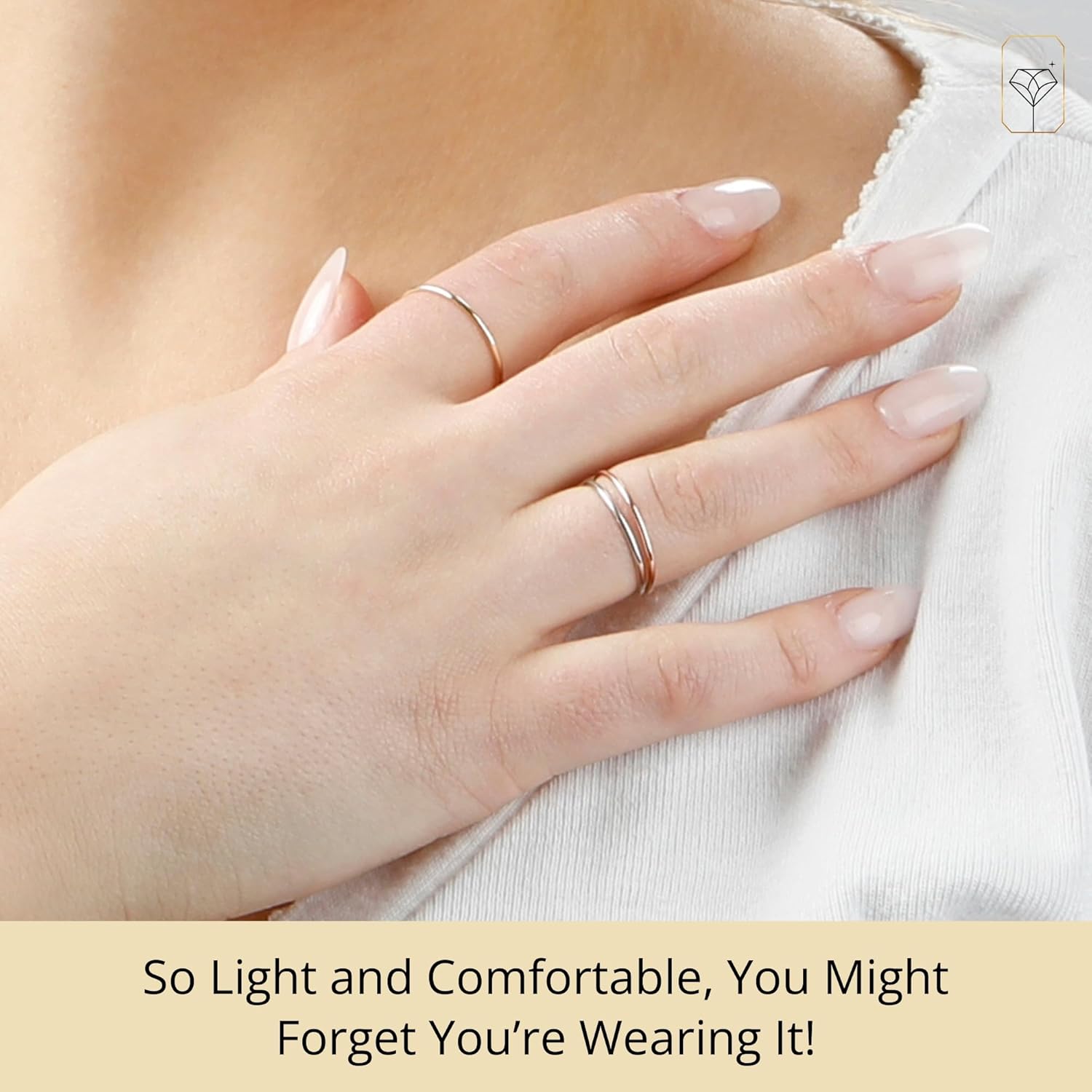 MAX + STONE 1MM Thin 14k Gold Wedding Band Ring for Women Dainty Stacking Ring in Rose White or Yellow Gold Hypoallergenic Anti Tarnish Spacer Ring Sizes 4.5 to 10 - Image 3