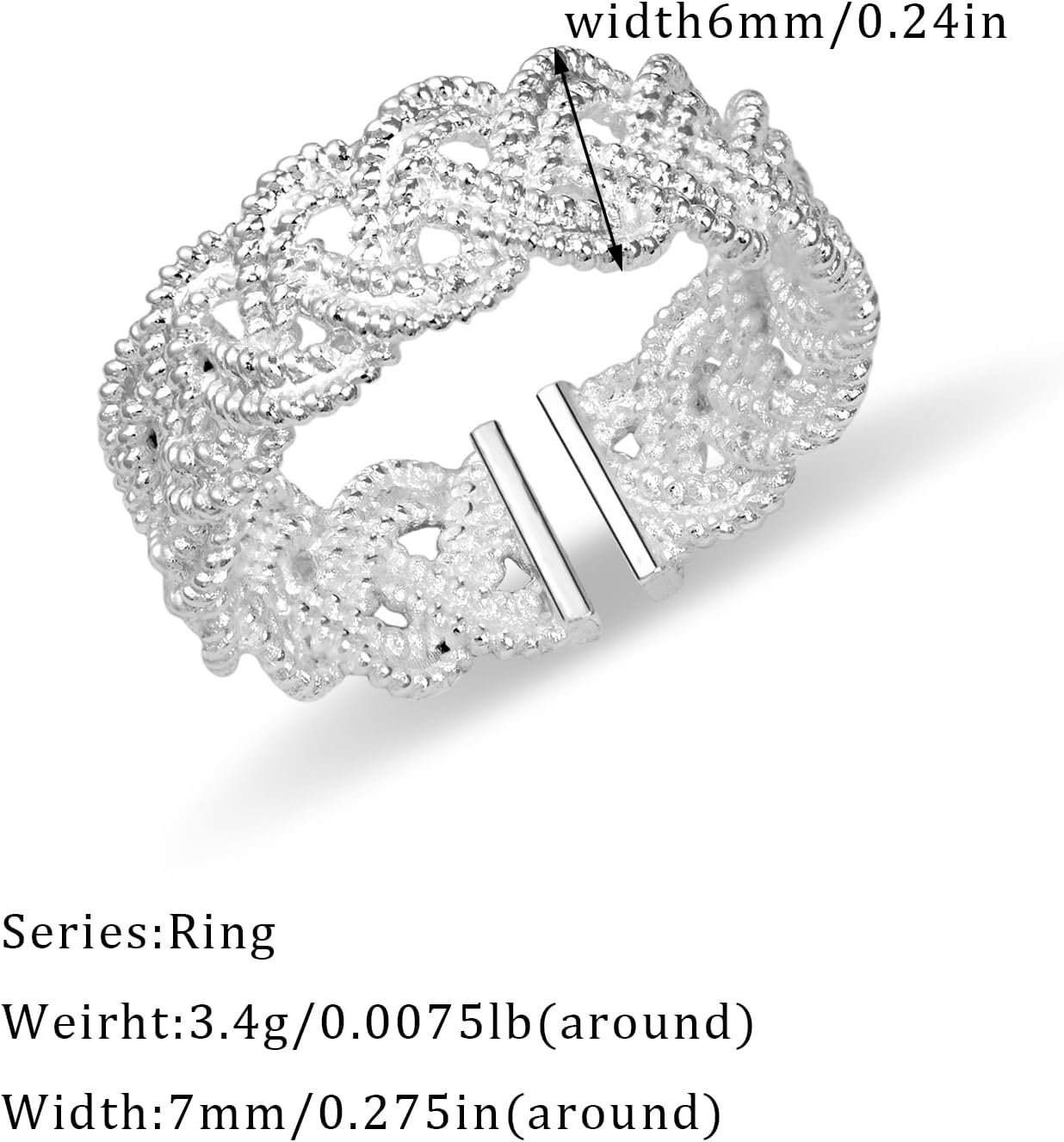 Silver Braided Rings for Women Chunky Thumb Wide Twist Bands Stackable adjustable Rings for Wedding or Daily - Image 5