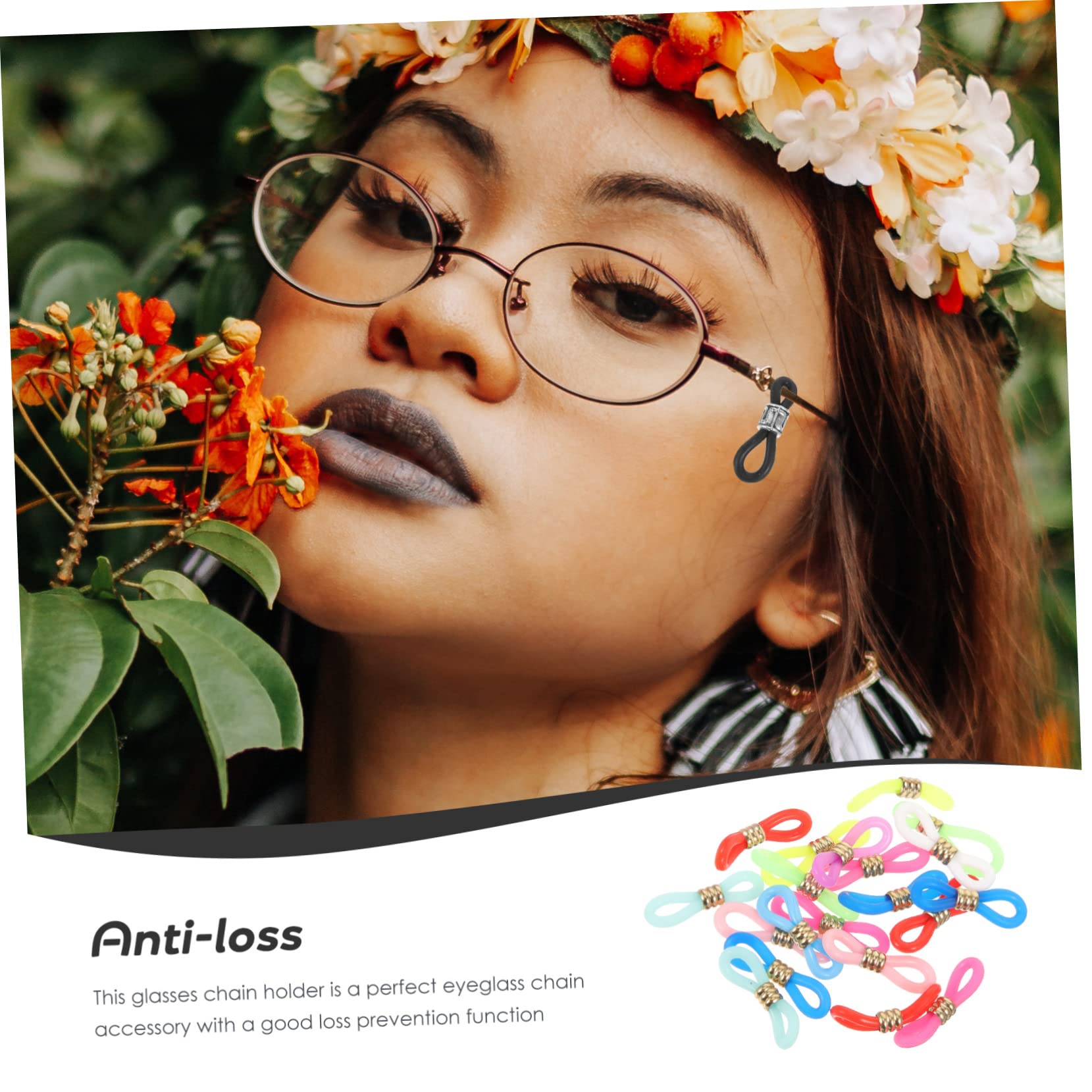 CALLARON Embouts Antidérapants Couleur Aléatoire pour Sport et Usage Quotidien en Silicone et Métal, 60 Pièces, Accessoires Réglables pour Chaînes de Lunettes
