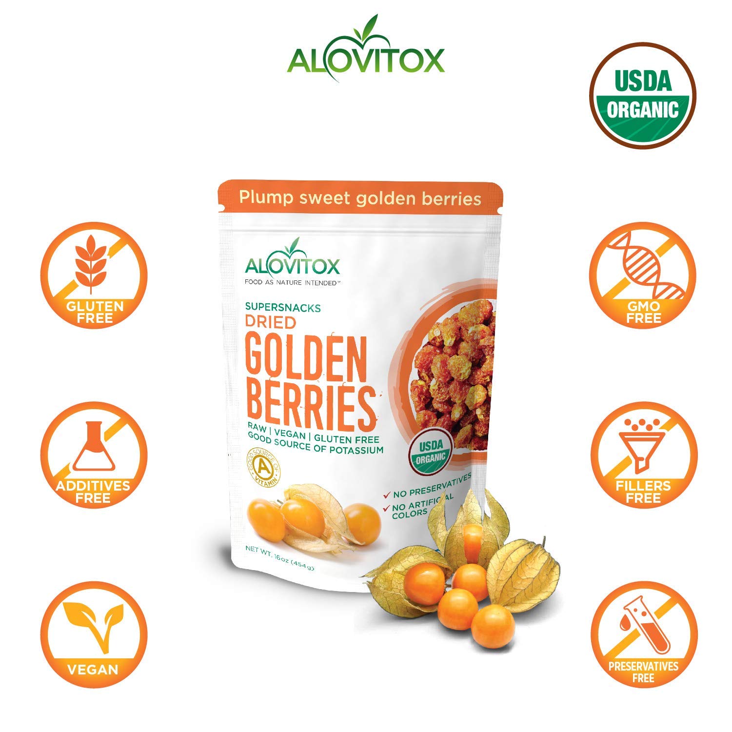Buy Alovitox Sun Dried Golden BerriesRaw, Fresh & USDA Organic Gluten
