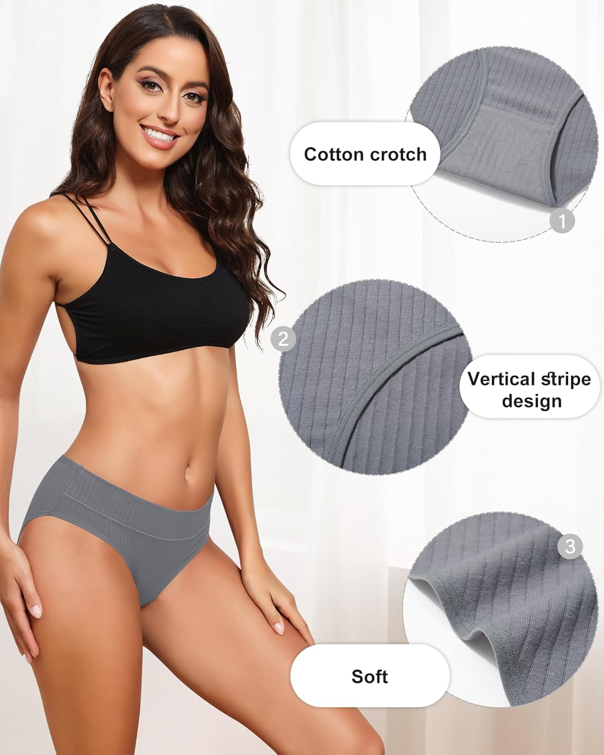 Womens Underwear Cotton Bikini Panties Soft Hipster Panty Ladies Stretch Briefs 6 Pack - Image 4