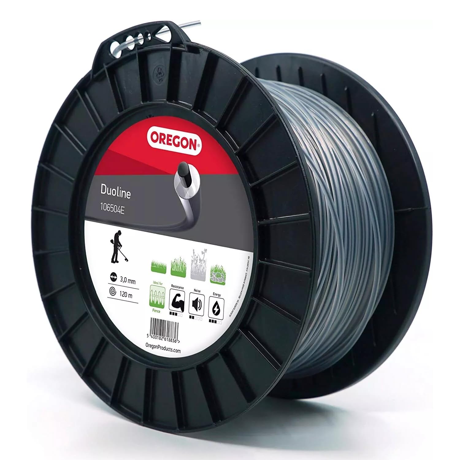 Oregon Dual Material Strimmer Thread 3 mm, Grass, Weeds, Vegetation and More, High Strength Nylon Thread, Compatible with Most Standard Models, 3 mm x 120 m (106504E)