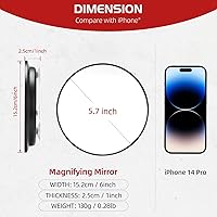 Vista 5 de 10X Magnifying Mirror with 3 Suction Cups - 6'' Stick on Makeup Mirror with 10X Magnification, Magnified Makeup Mirror Portable Handheld Cosmetic