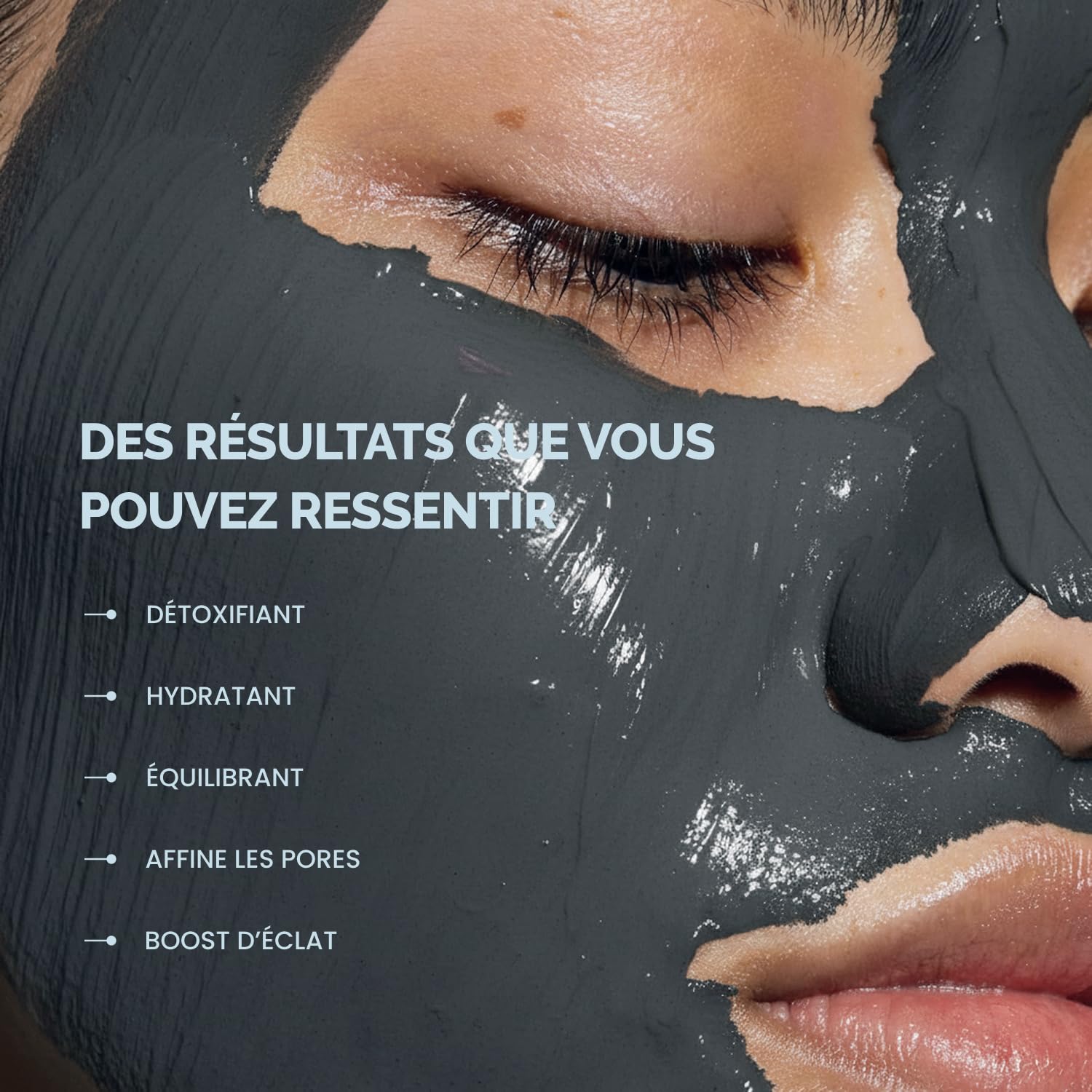 PLANTIFIQUE Masque Coréen à l'Argile Volcanique et Mer Morte – Masque Visage avec Charbon, Acide Hyaluronique, Huile de Jojoba et Beurre de Karité – Purifie, Affine les Pores, Hydrate et Apaise, 110g