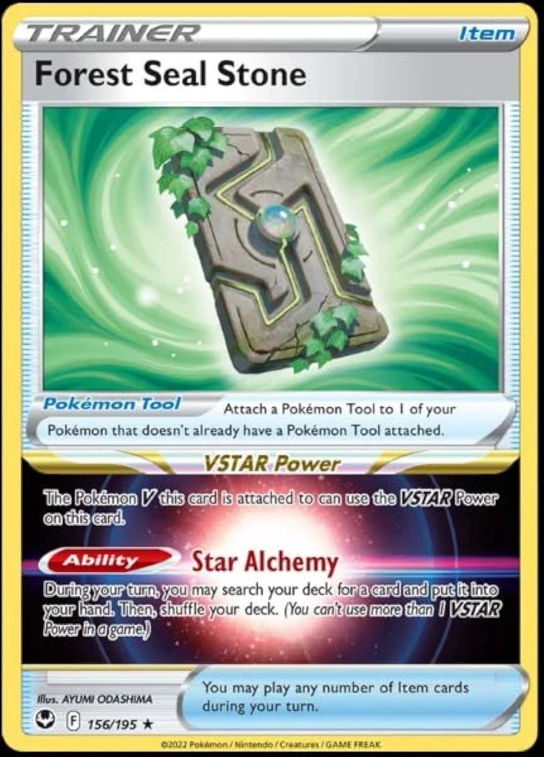 Pokemon Forest Seal Stone 156/195- Silver Tempest - Holo Rare