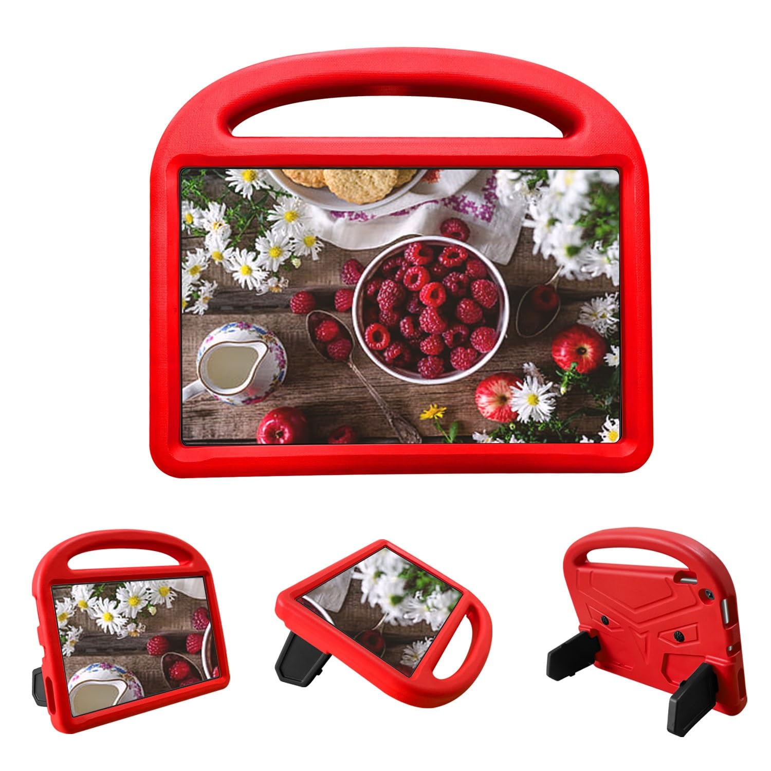 Ochronne etui na tablet dla dzieci, do Kindle Fire HD10 (wersja 2020/2019/2017), lekka, odporna na wstrząsy ochronna rękojeść EVA, pełna ochrona (czerwony)