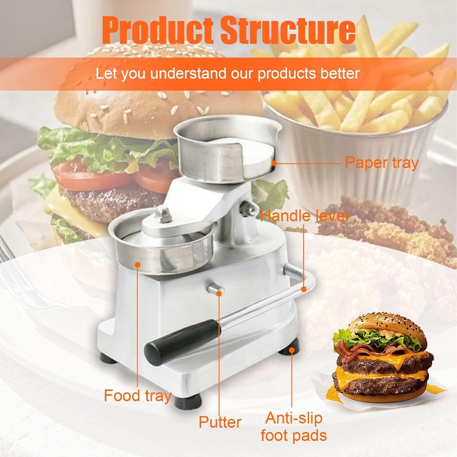 Pressa Hamburger Commerciale per Hamburger Perfettamente Sagomati, Ideale per Ristoranti e Uso Domestico