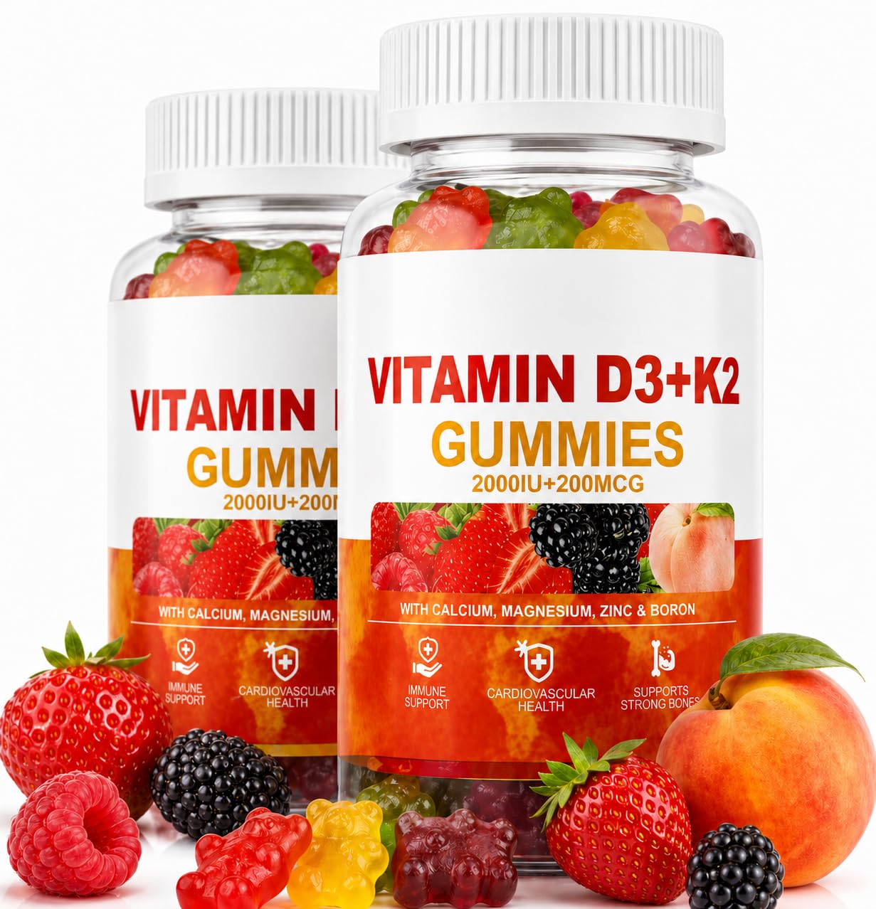 Vitamin D3 + K2 Gummies 2000 IU with Calcium, Magnesium & Zinc, Mixed Fruit — Amazon image 9