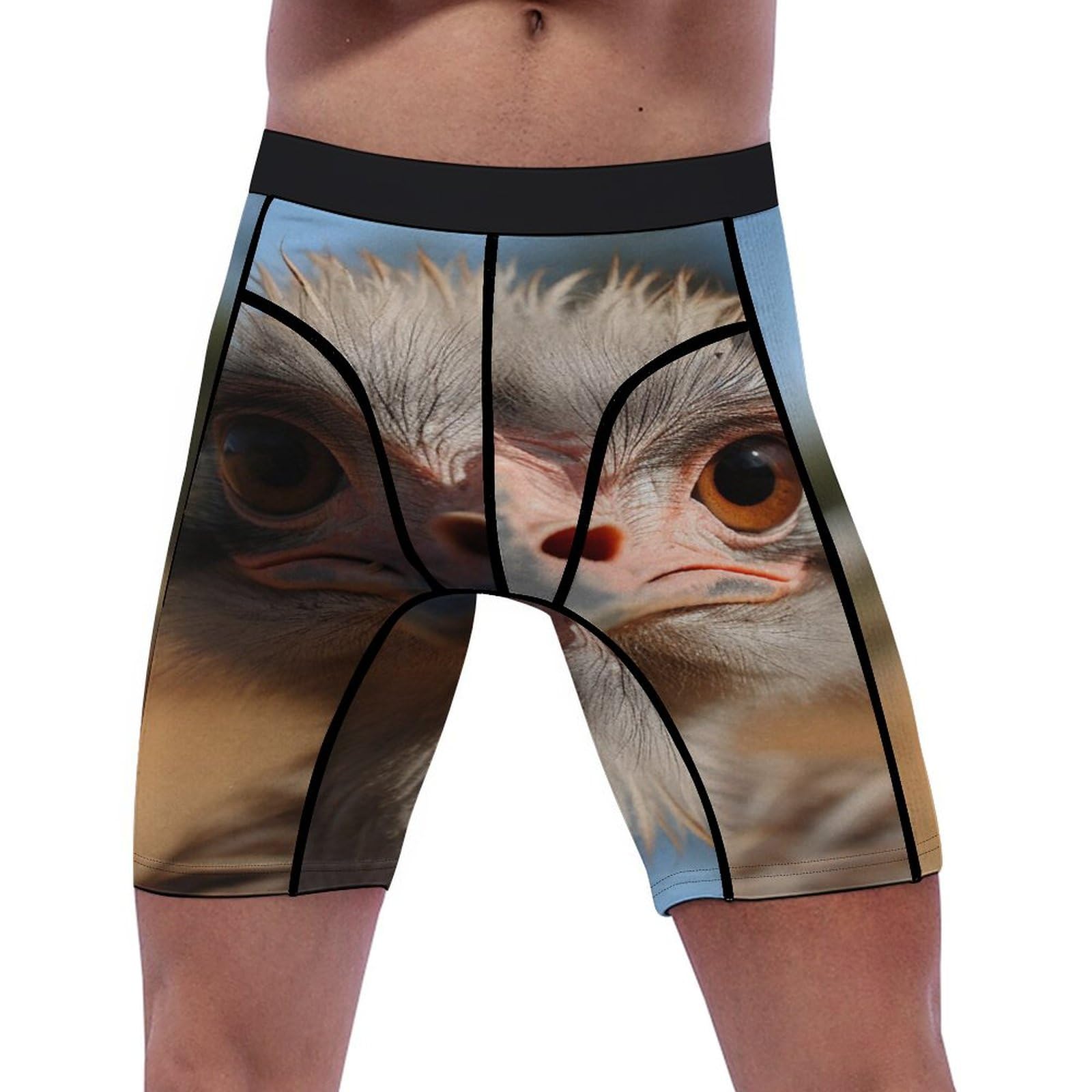 Peiyeety Men's As Pic Cute Ostrich Compression Shorts Spandex Sport Shorts Workout Performance Baselayer Underwear