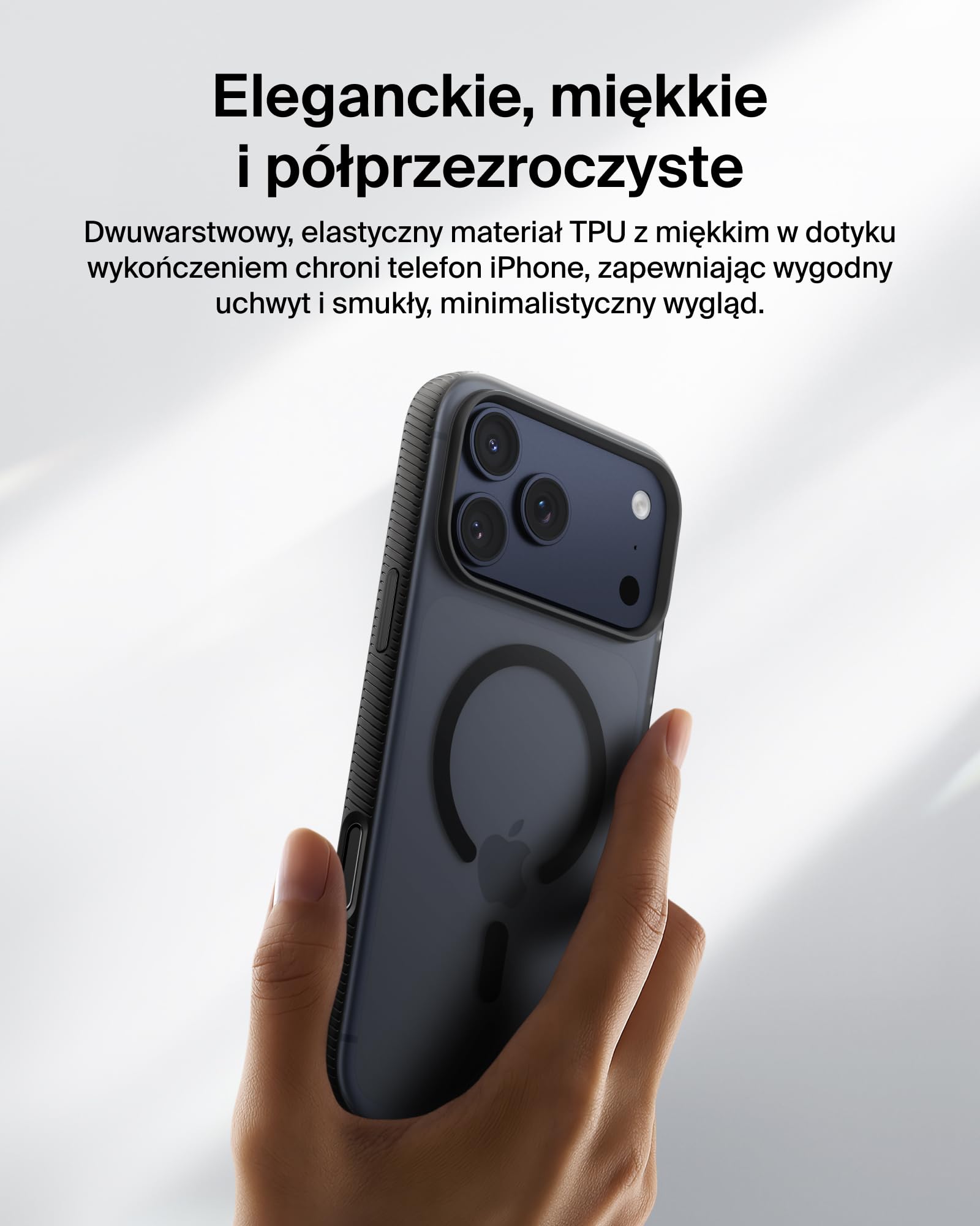 Belkin SheerForce Grip Zgodne z MagSafe Etui na Telefon iPhone 17 Pro Max, Niskoprofilowe z Antypoślizgowymi Bokami – Magnetyczne, Przezroczyste i Odporne na Uderzenia Etui do iPhone'a – Czarne