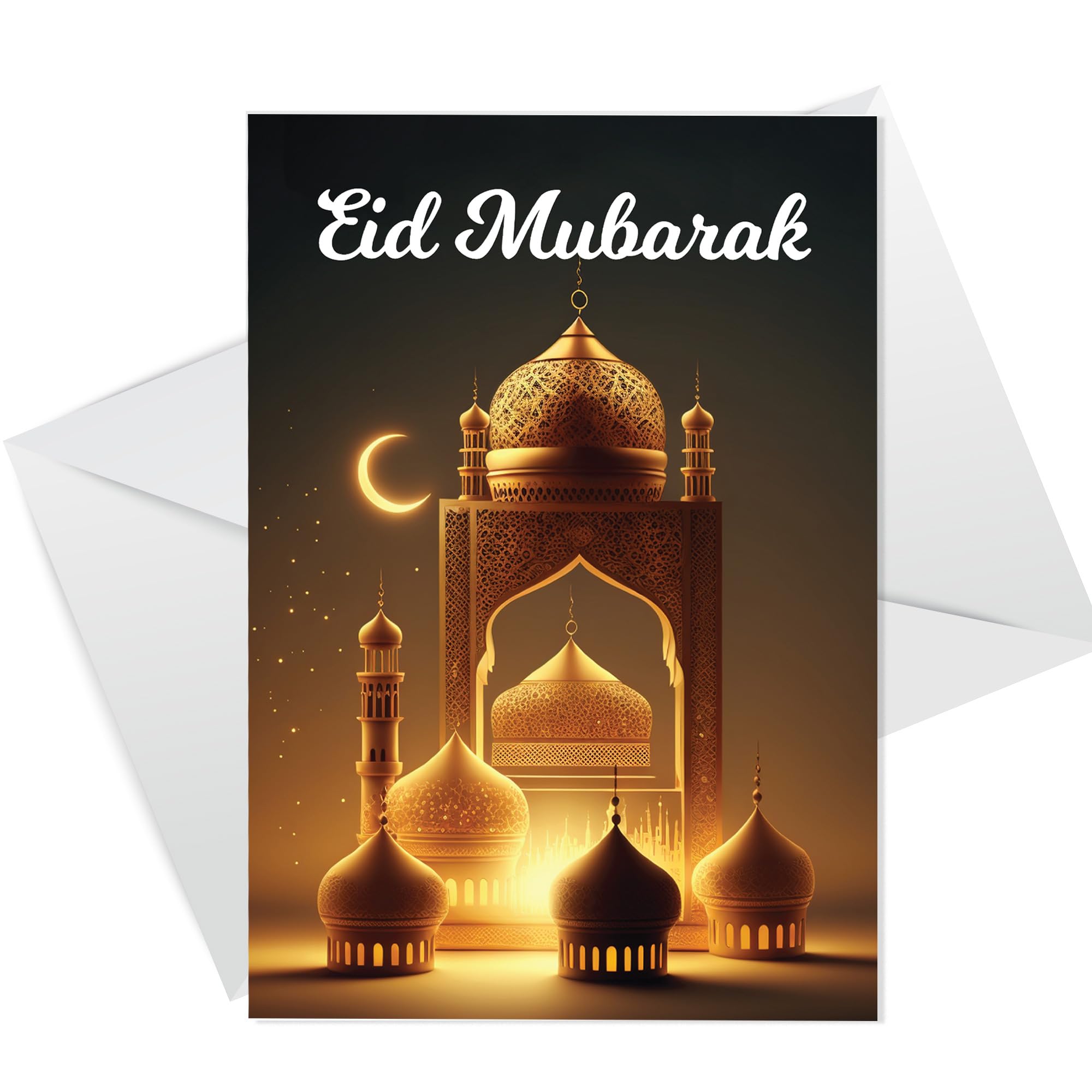 RED OCEAN Eid Mubarak Card For Family, Ramadan Mubarak Greetings Card, A6 Greetings Card With White Envelope, Eid Card For Men Women, Happy Eid Mubarak Cards For Him Her