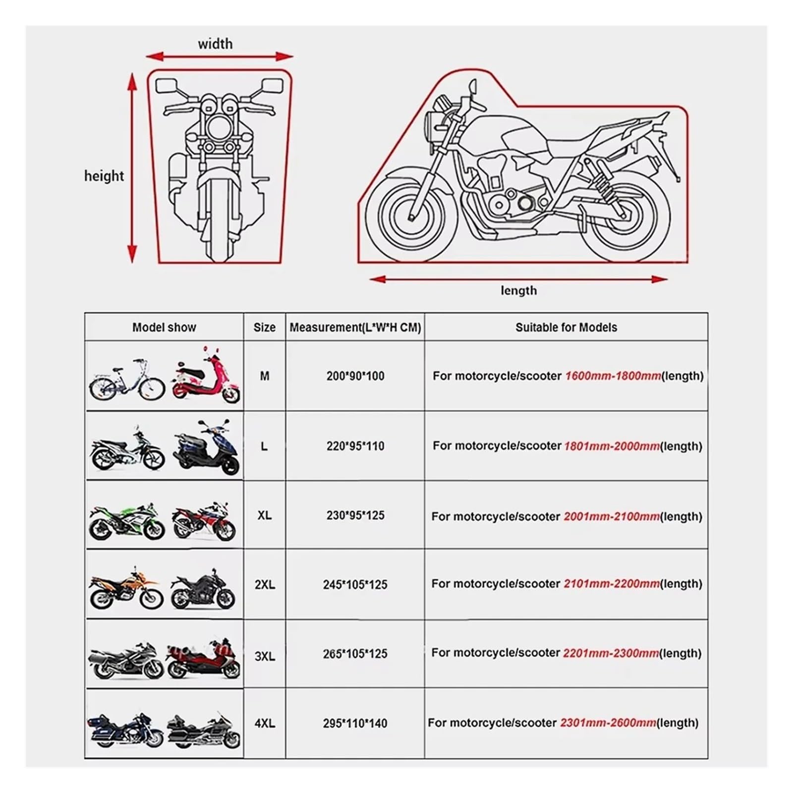 Funda para Motos para Cubierta Tela para Motocicleta 190T Impermeable para Todas Las Estaciones Protección UV Prueba Polvo para Interior Y Exterior(001Silver)