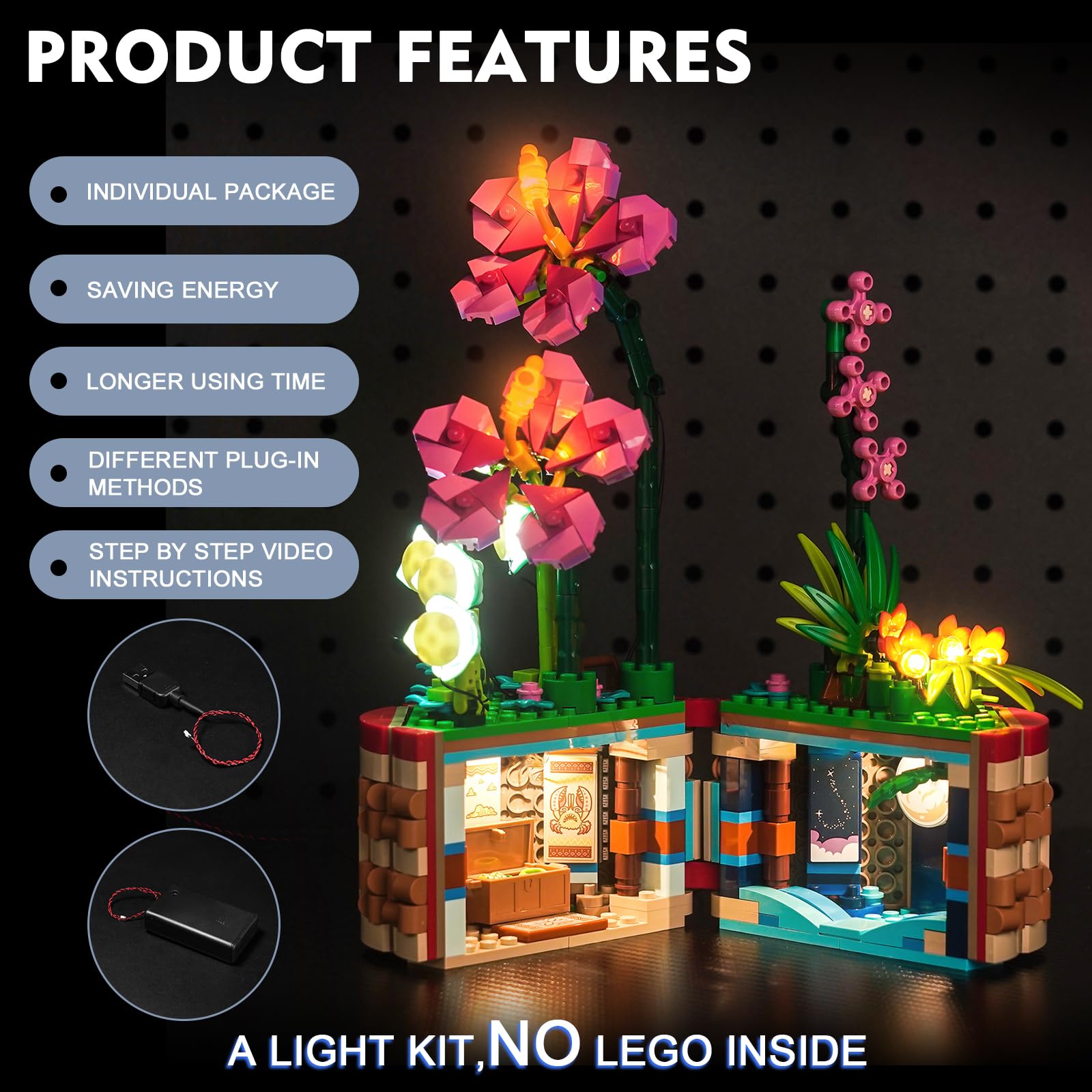 Led Light Set for 43252 Moana's Flowerpot (No Model), Decoration Lighting Set for Lego Moana's Flowerpot Botanical Collection - Image 4