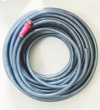 (5 Meter) PVC 3 Layer White Braided Hose Water Pipe (0.5 Inch), Tab Connector and Clamps, Heavy Quality for Plant Watering and Industrial Use, Random Color (5 Meter)
