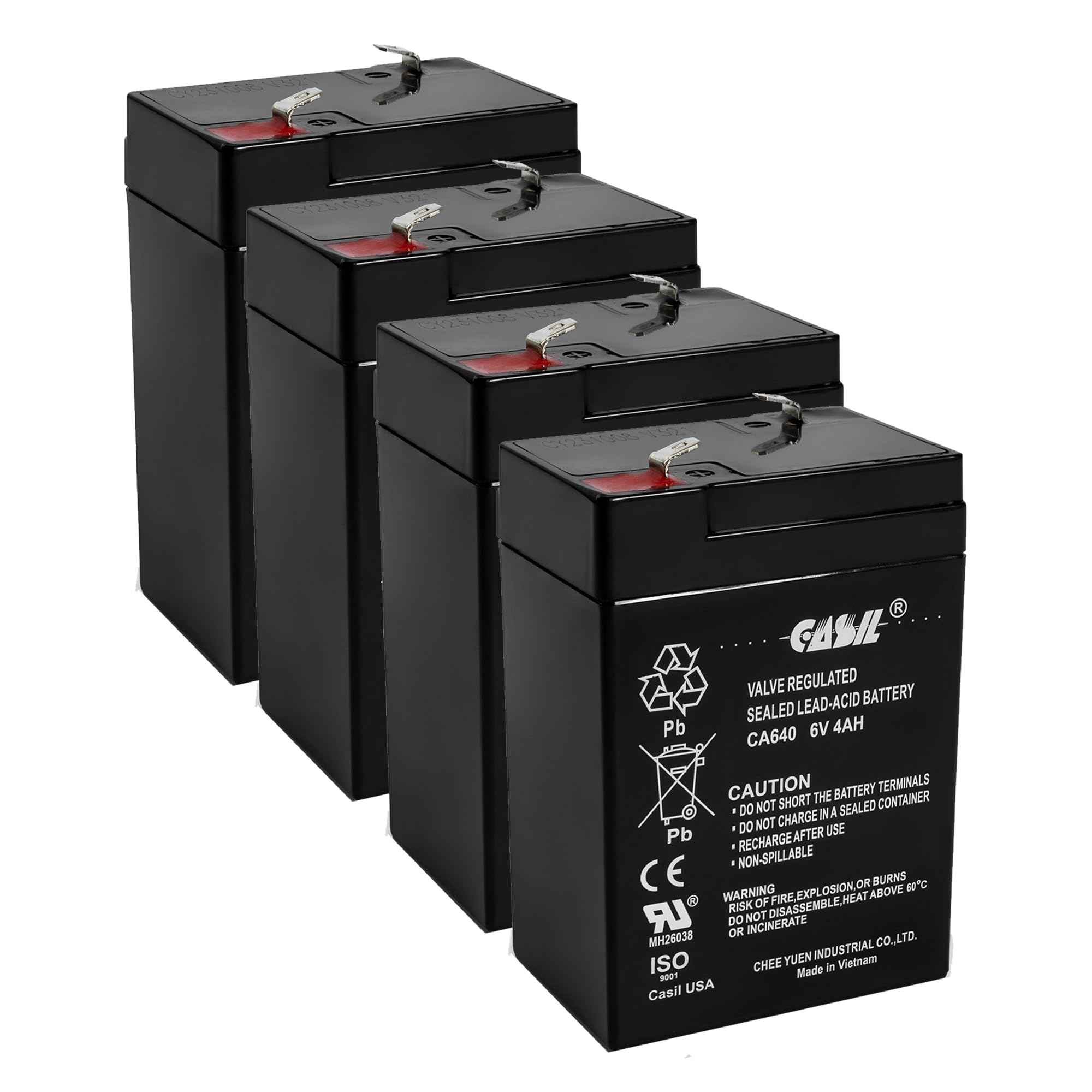 Casil 6V 4Ah Rechargeable Sealed Lead Acid Replacement Battery (CA640-4PC)
