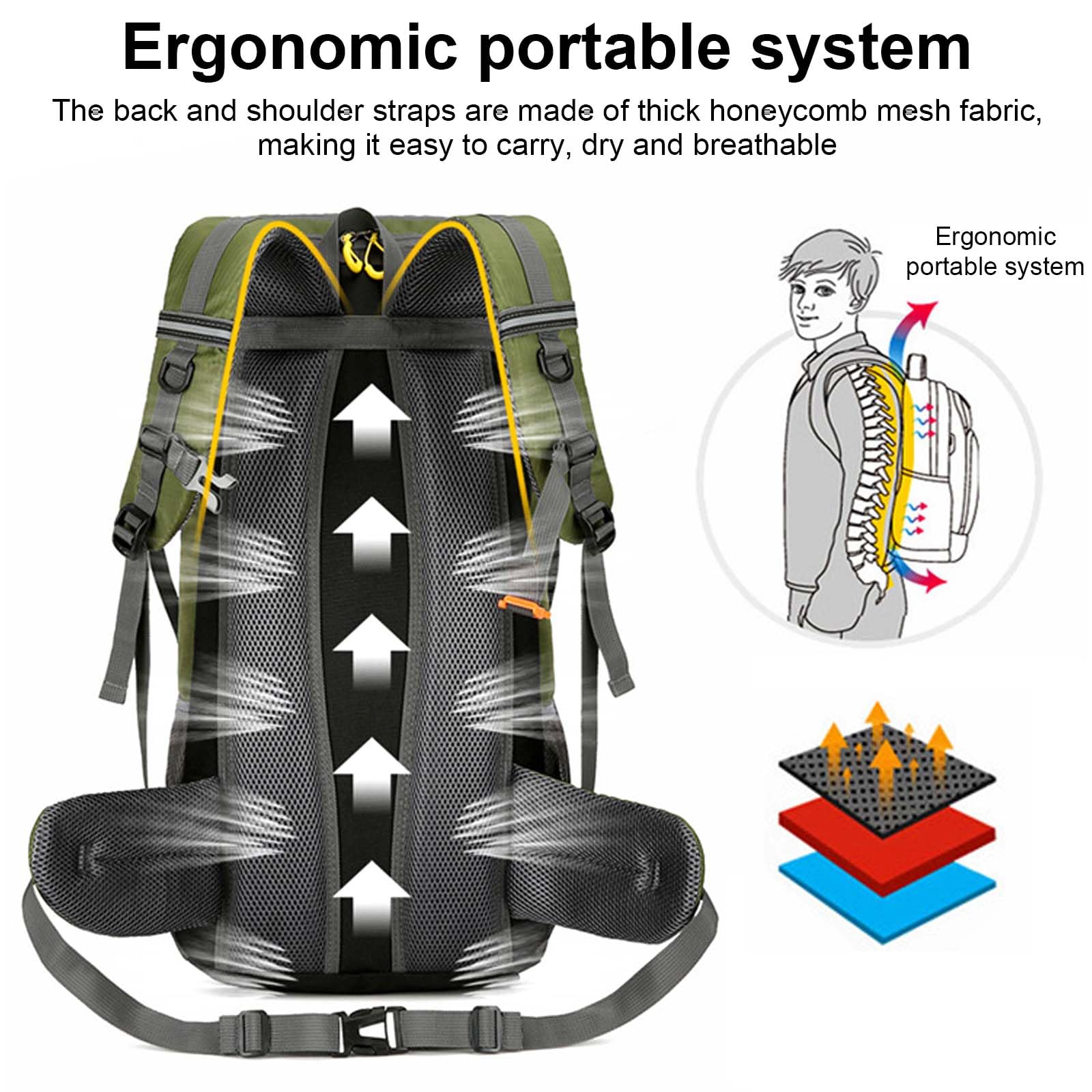 Plecak trekkingowy męski 50 l plecak podróżny damski duży wodoodporny plecak trekkingowy z pokrowcem przeciwdeszczowym do jazdy na rowerze piesze wycieczki camping wspinaczka górska sporty na