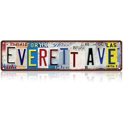 Vintage Everett Ave Wall Decor Street Signs Metal Tin Signs 16 x 4 Inches