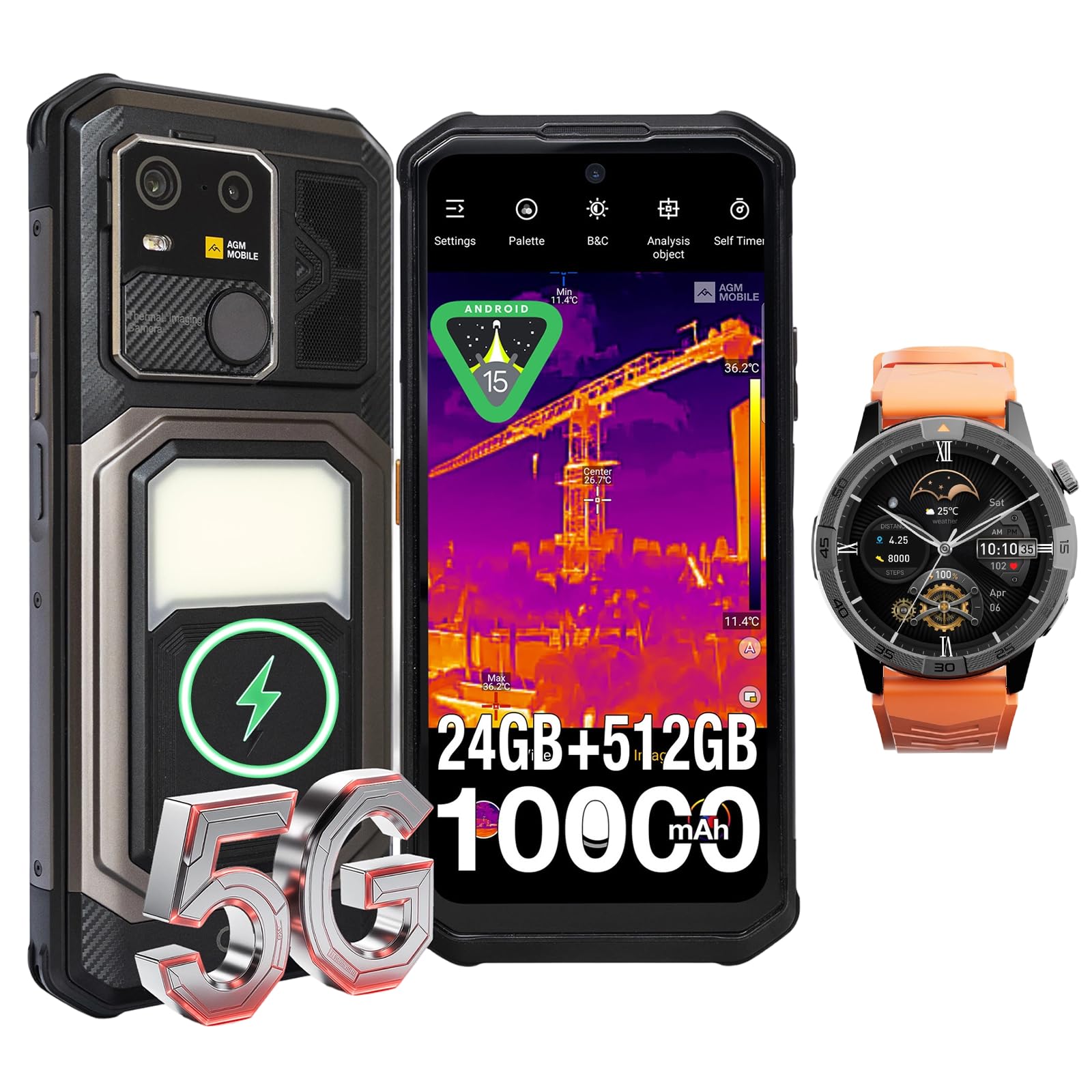AGM G3 Pro & Legion Pro Bundle – Outdoor Smartphone mit Wärmebildkamera & GPS Smartwatch – 10000mAh, 5G, Offline-Karten, AMOLED & MIL-STD-810H