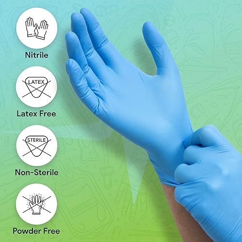 Miniatura 4 de Medical Exam - Guantes de nitrilo azules medianos, 1000 unidades, guantes desechables sin polvo y látex de 3 mil, caja de 10 cajas de 100