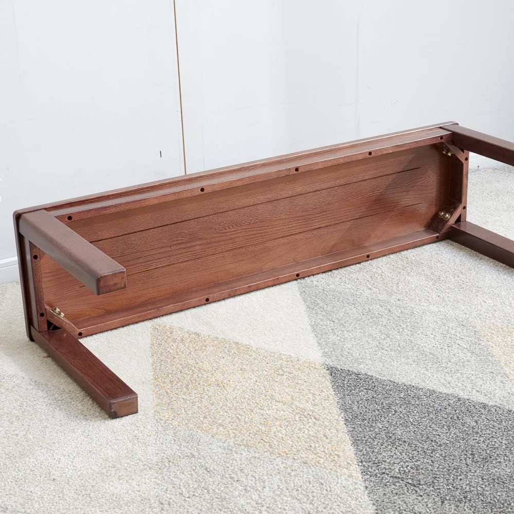 Dining Bench, 47.2-Inch Walnut-Finish Oak Wood Seating | Backless Table Bench Seats 2–3 People for Dining Rooms, Living Rooms, Entryways and Bedrooms.