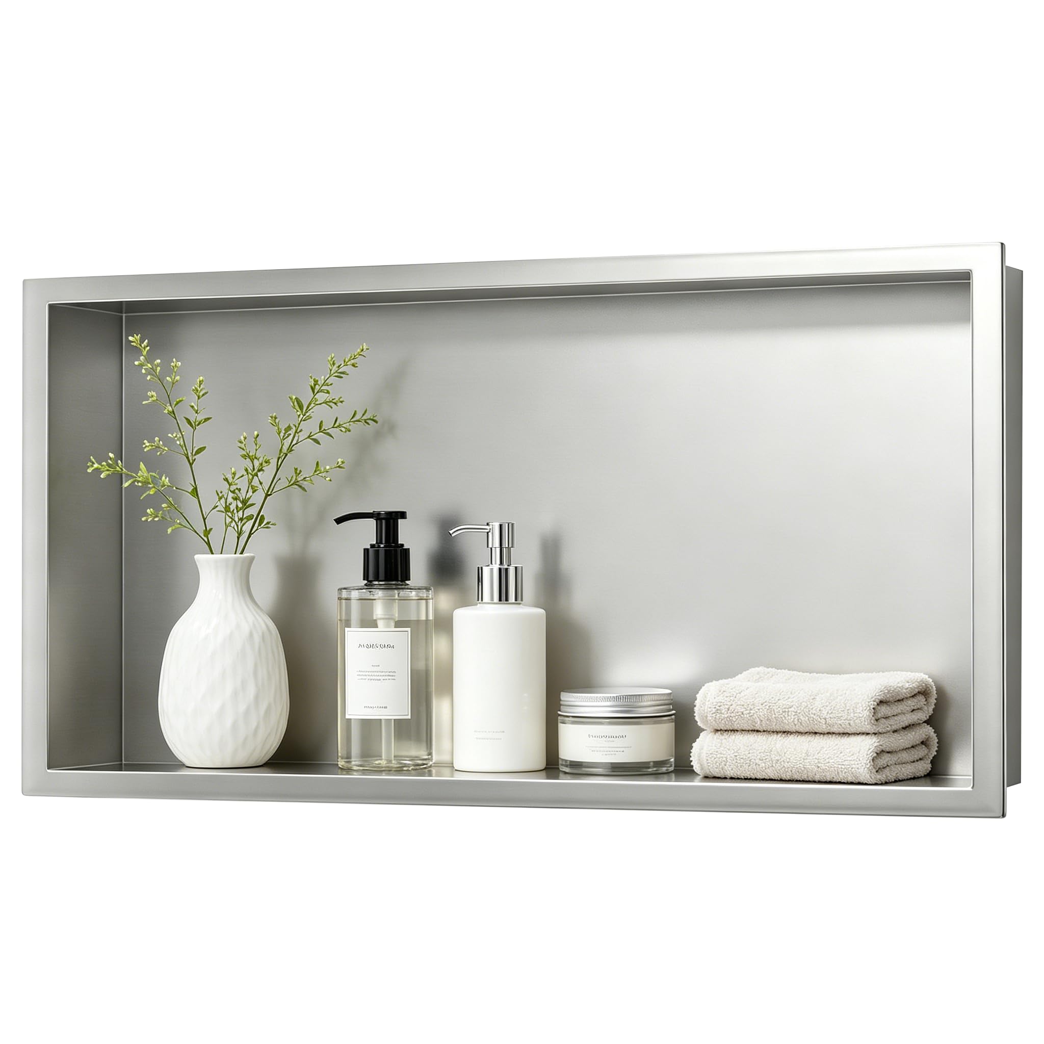 Nicchia a Parete Nicchia Doccia Mensola Bagno 60x30 cm Acciaio Inox, Satinata