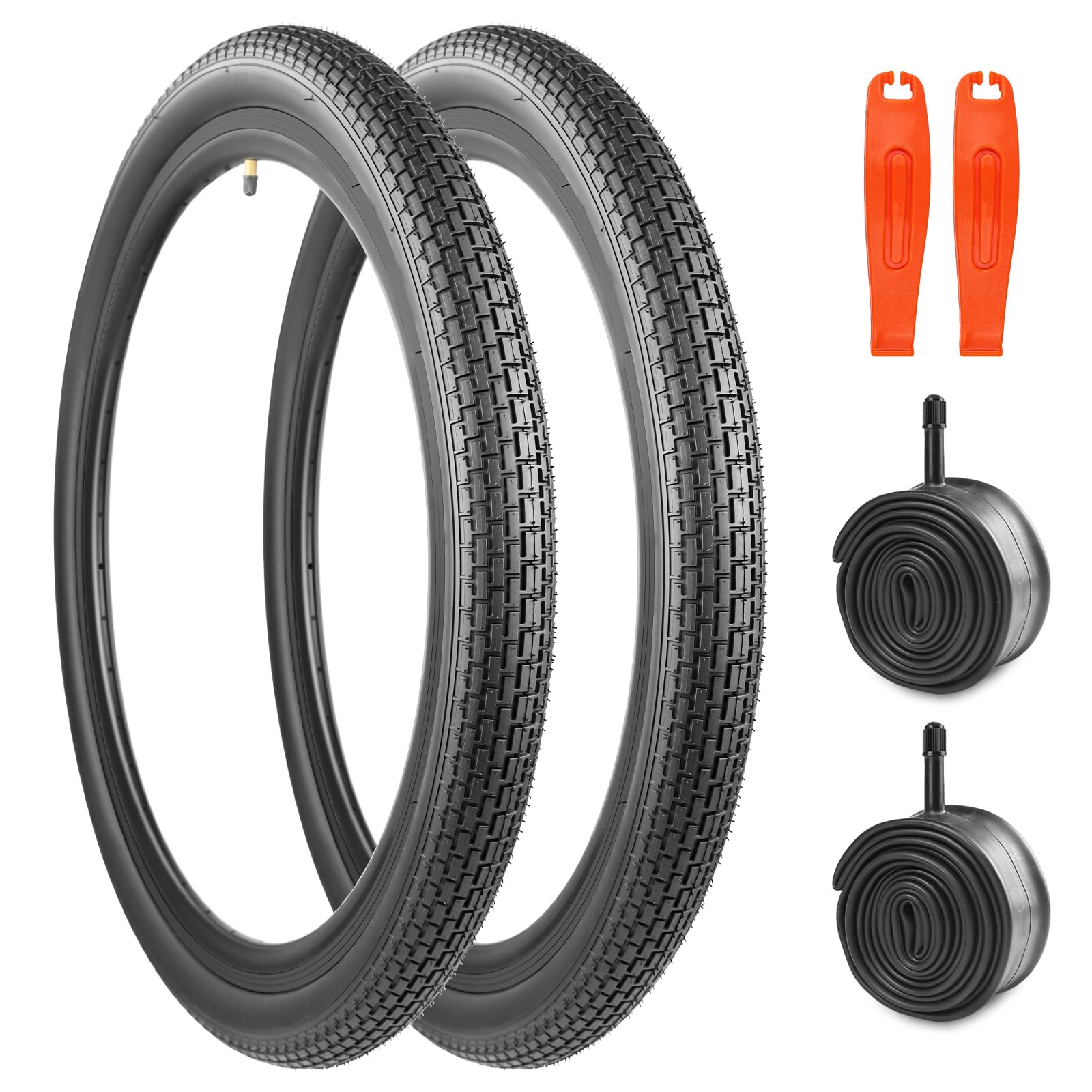 MEGHNA 2 Set Bicycle Tyres 12/14/16/18/20/24/26 x 2.35 Inch Bicycle Tyres & Inner Tube & Tyre Lever Premium Everyday & MTB Tyres for Balance Bike, BMX, Mountain Bike, Cruiser