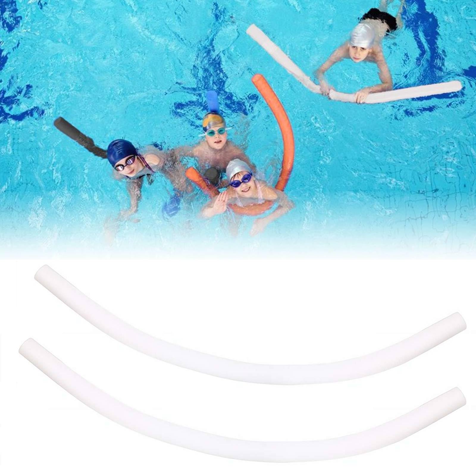 Pool Noodles 59'', Flexible Hollow Foam Swim Noodle For Swimming Pool Lake Beach, High Buoyancy Water Exercise Aid For Adults And Beginners, Safe Floating Stick With Vivid Colors (White 2Pcs)
