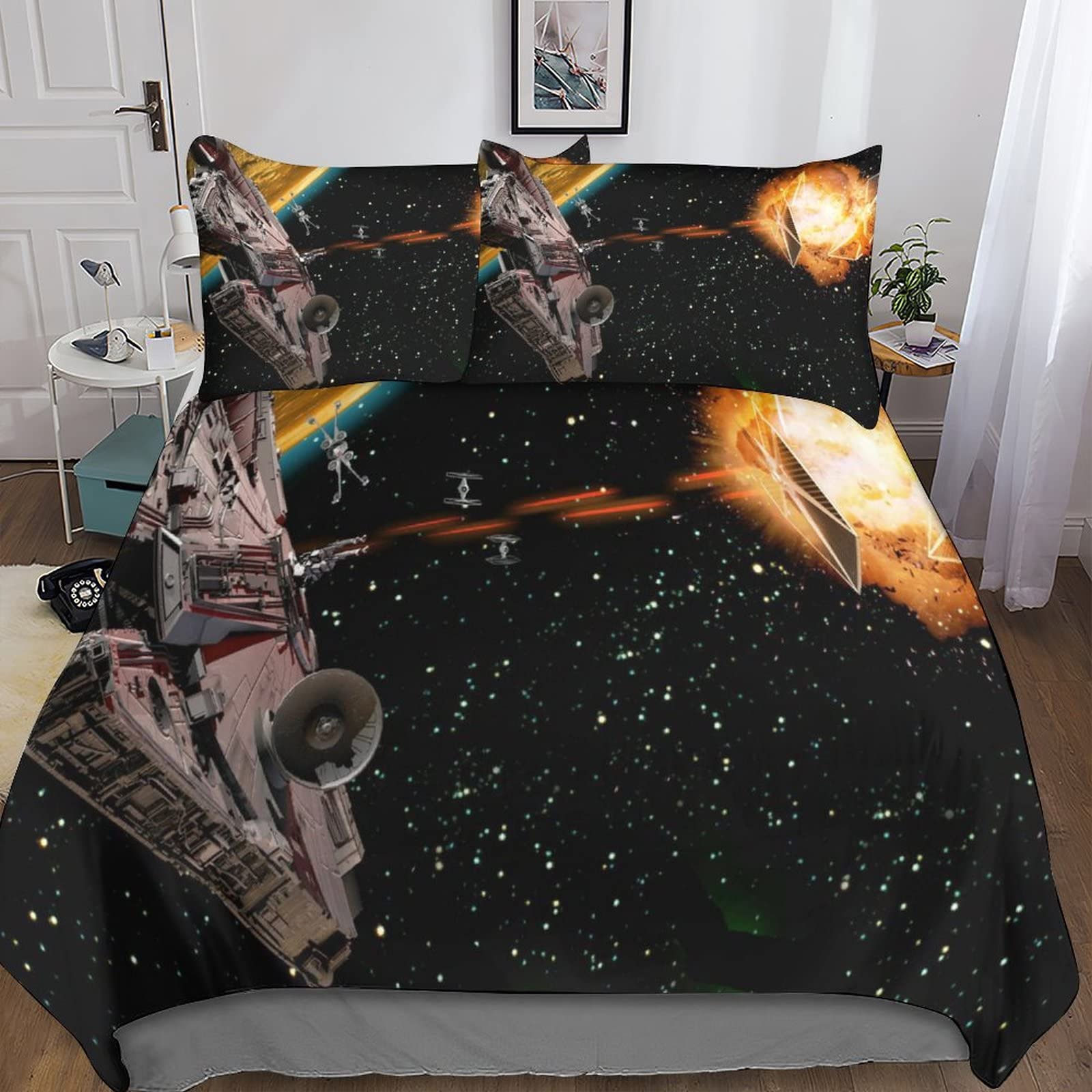 Housse de couette space ship 200x200cm pour décorer la chambre d'enfant sur le thème espace