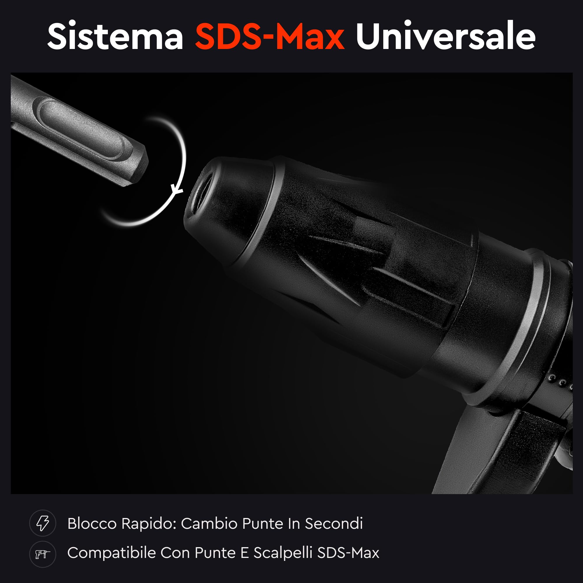 Martello Perforatore Elettrico BH-30 1400W SDS Max 9J - Trapano Tassellatore a Percussione 3800 colpi/min con Regolazione Velocità, Frizione R-Control e Accessori Inclusi di Dnipro-M