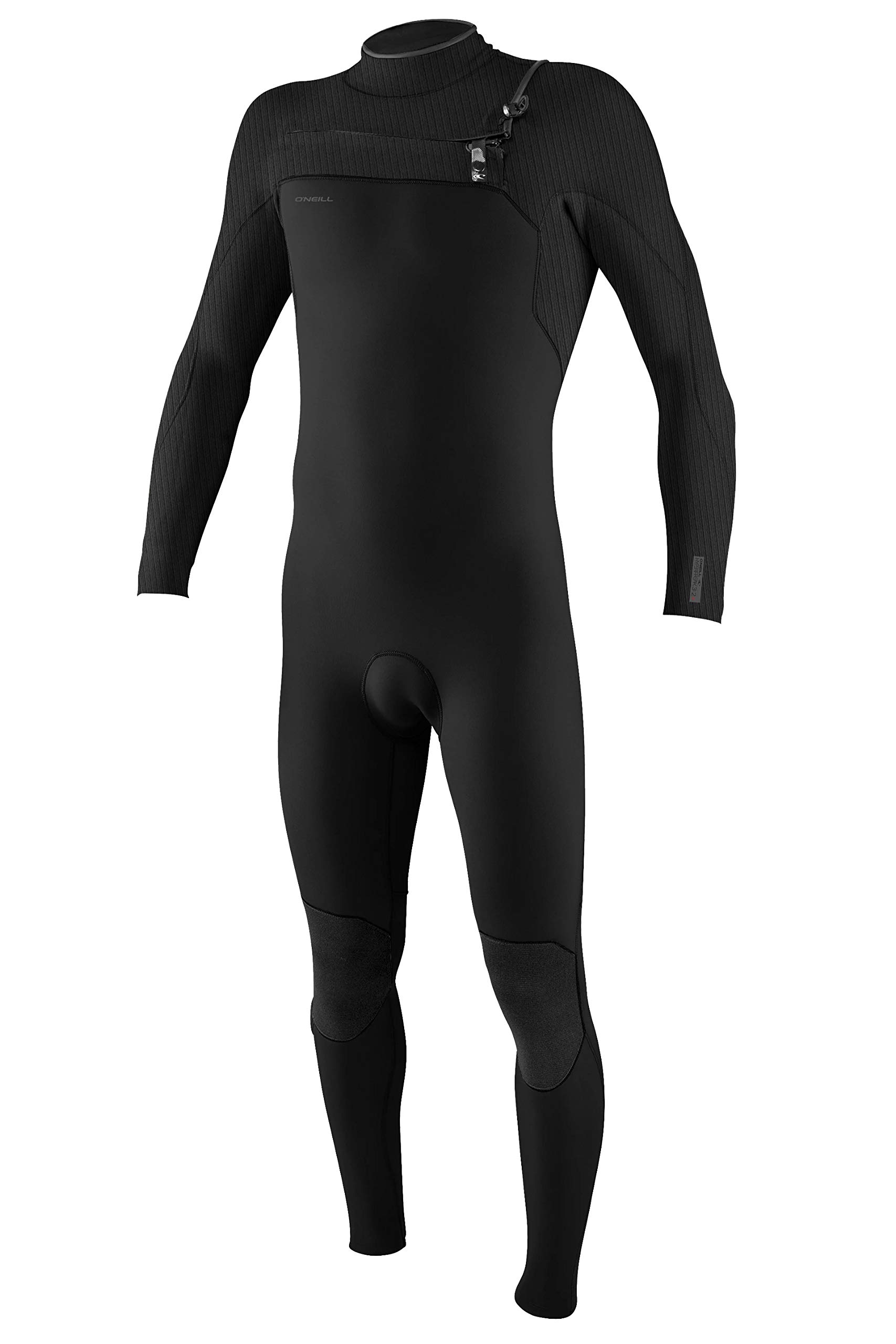 O'NEILLMen's Neoprene Surfing Wetsuit, Black/Grey/Red, LS (3/2+MM Chest Zip Full)