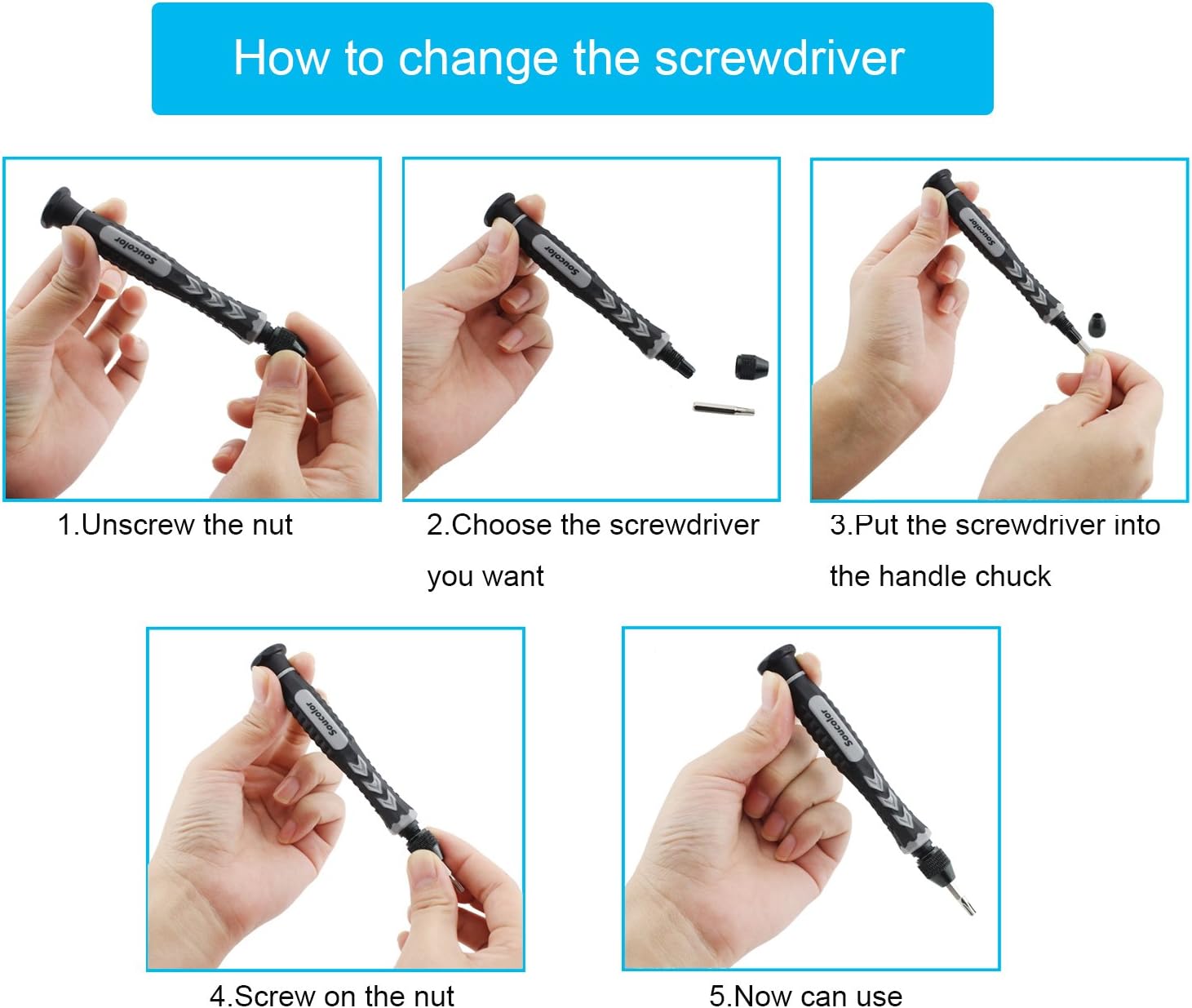 Soucolor 41-Piece Precision Screwdriver Set, Magnetic Driver Kit, Repair Tool Kit and Anti-Static Wrist Strap for iPhone, Cell Phone, Tablet, iPad, PC, Laptop, MacBook (41 in 1)