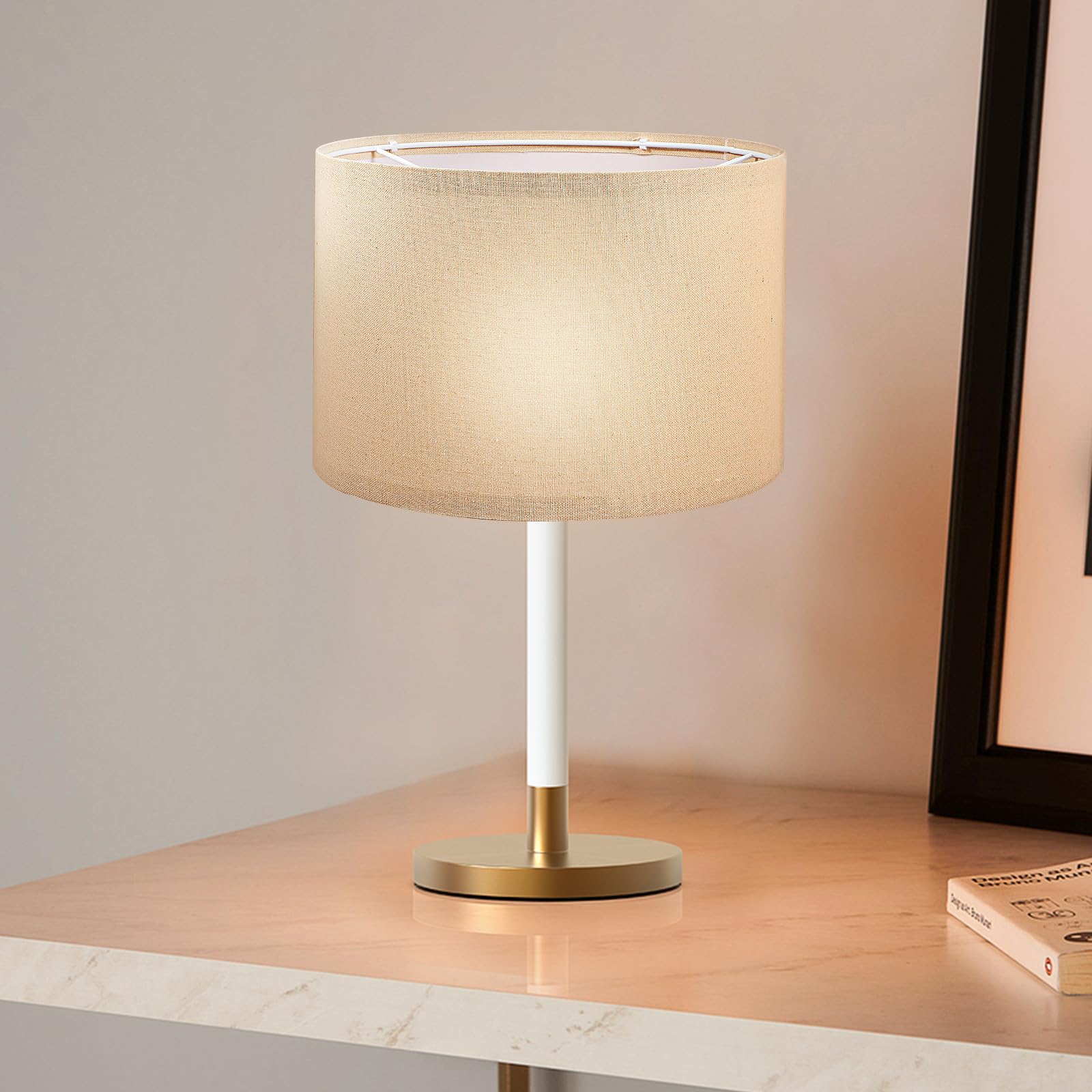 HANABASS Paralume di Ricambio in Lino Staccabile 26x19 Cm per Lampade da Terra da Scrivania, Coprilampada in Juta Chiara, Compatibile E27, per Soggiorno, Camera da Letto e Ufficio