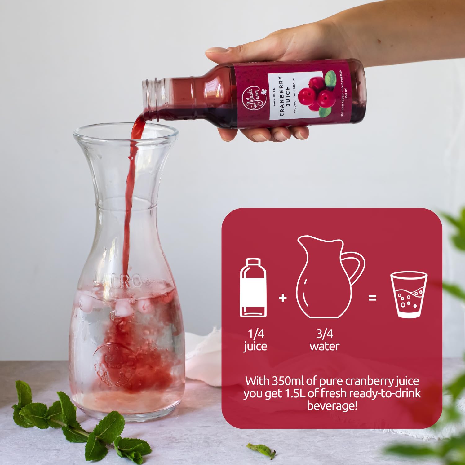 MapleFarm - Zumo de Arándano Ágrio concentrado sin azúcar añadido - Cranberry juice - Cranberry Juice Concentrate - Concentrado de arándano - 350ml