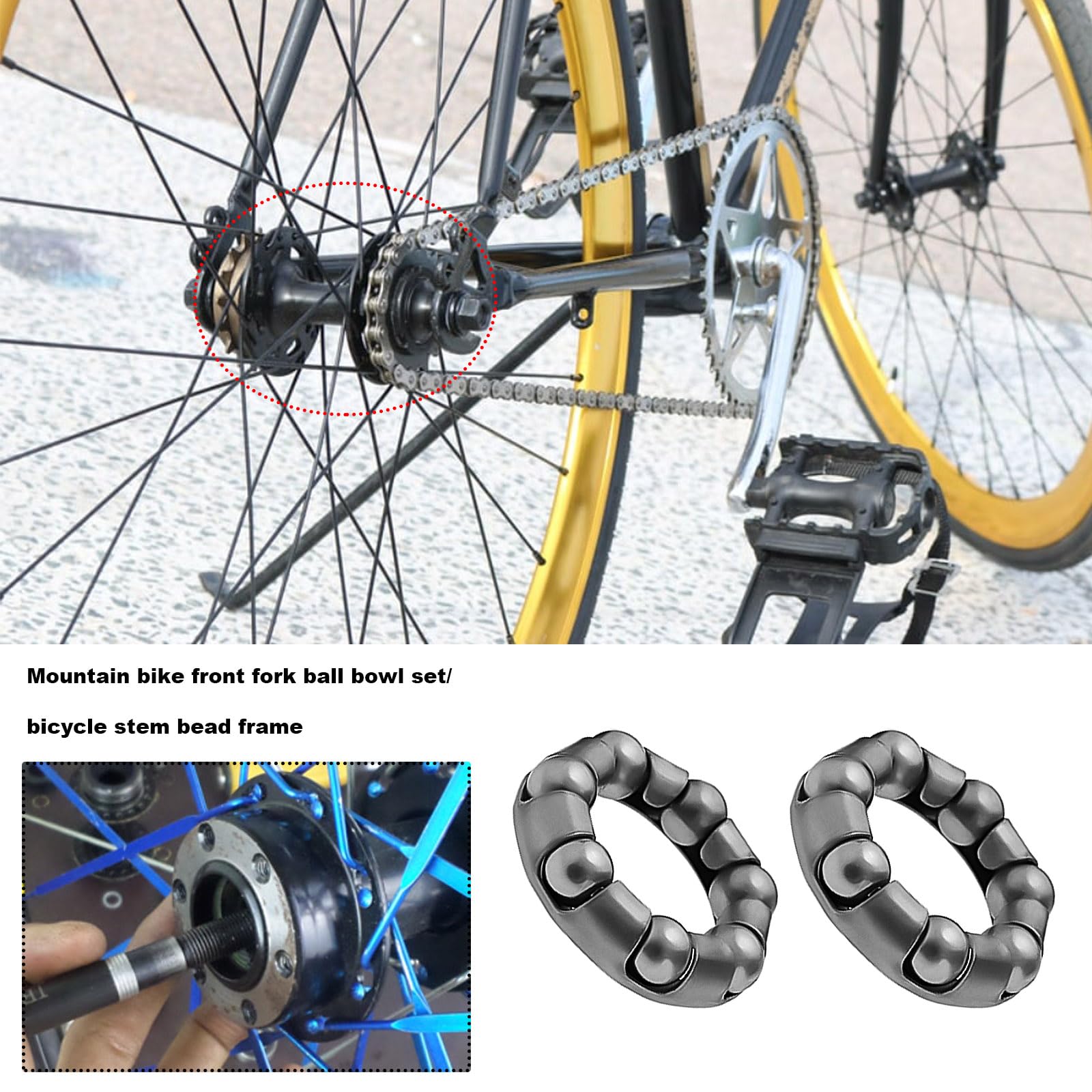 eMagTech 8pcs Bike Ball Bearing Retainer 7 Balls Bicycle Repair Accessories Ball Bearing Cage Bicycle Ball Bearing for Bike Front Wheel Ball Bearing Bracket - Image 3