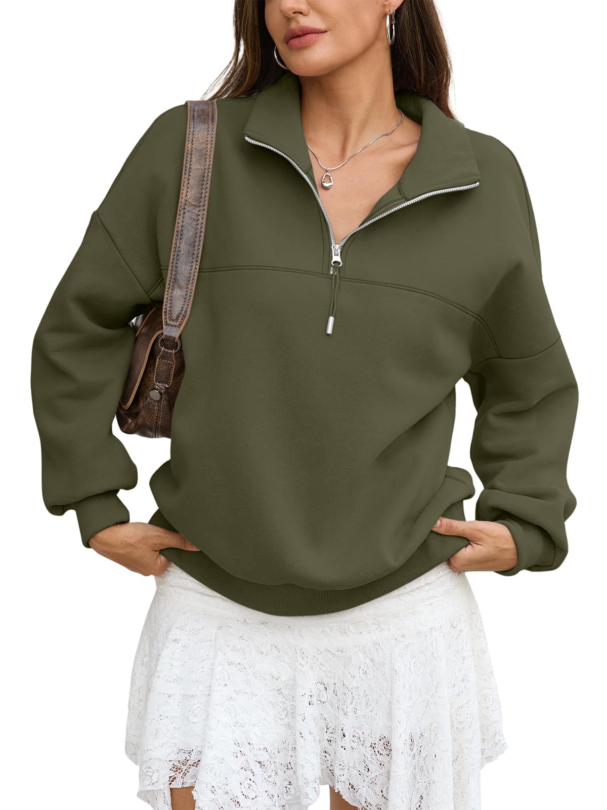 Womens Oversized Quarter Zip Sweatshirts Fleece Half Zipper Pullover Tops Fall Fashion Outfits Clothes 2026