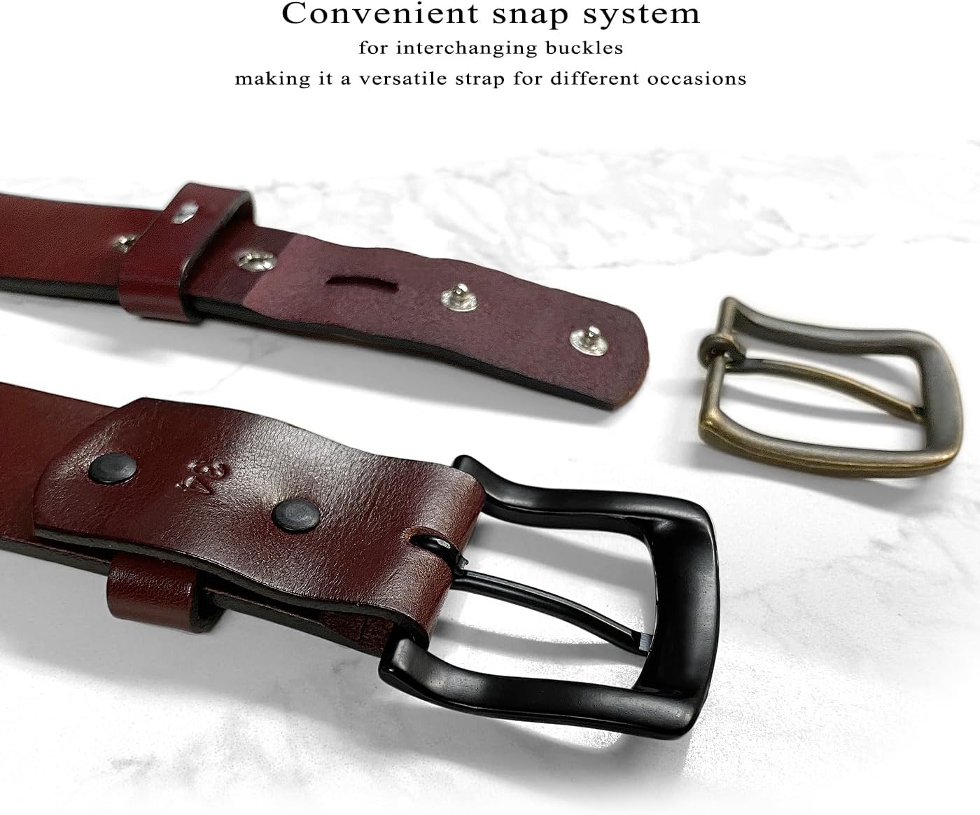 BS055 Burgundy Casual Jean Belt Genuine Full Grain Leather Belt 1-1/2" (38mm)/ 1-3/8'' (35mm) wide - Image 3