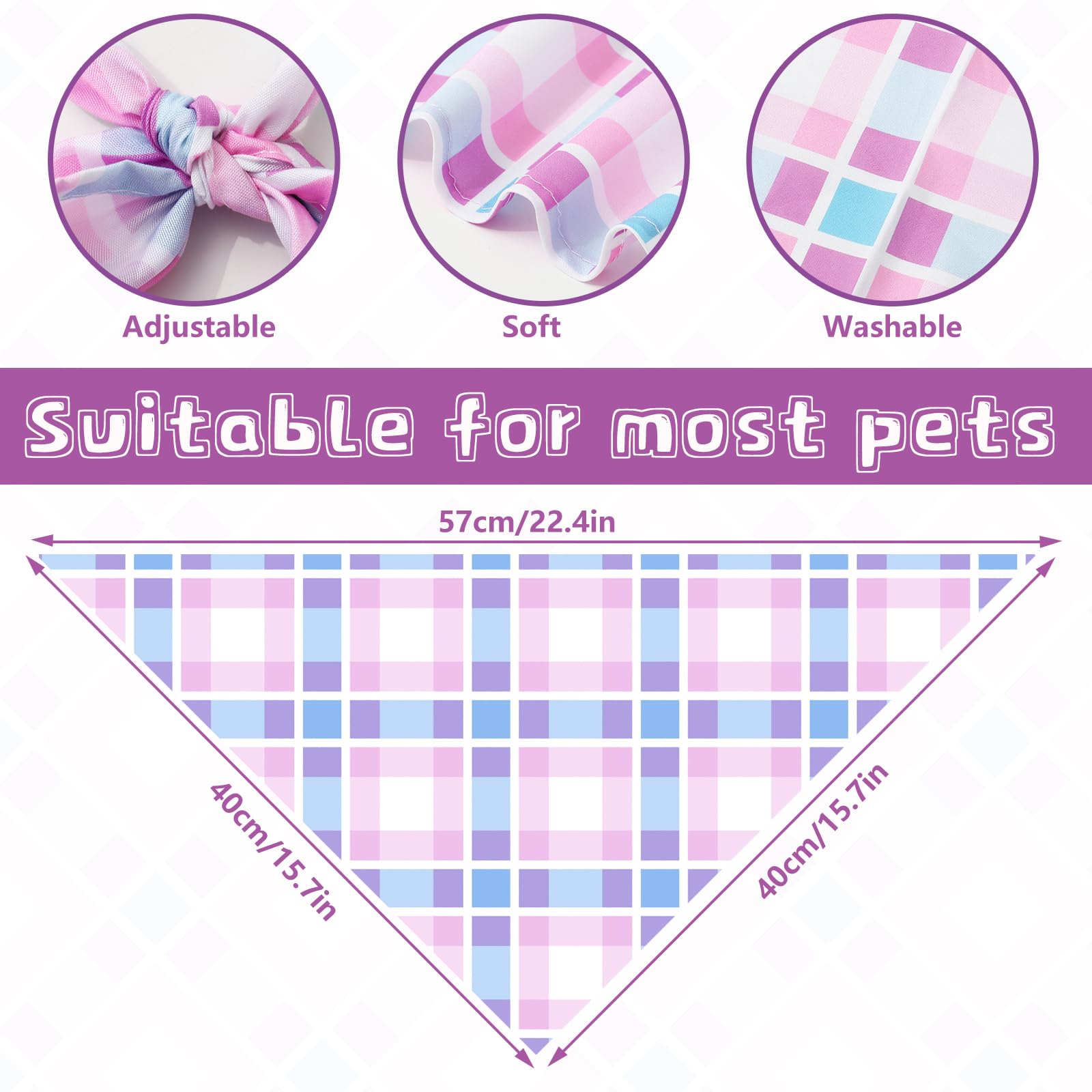 JarThenaAMCS Hundehalstuch, dreieckig, verstellbar, bunt, für Frühling, mittelgroße und große Katzen, Pastellfarben, 60 Stück