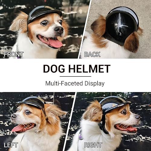 Miniatura 7 de LESYPET Casco para perro mediano, casco de motocicleta para perro con agujeros para las orejas y correa ajustable, cascos de seguridad para perros