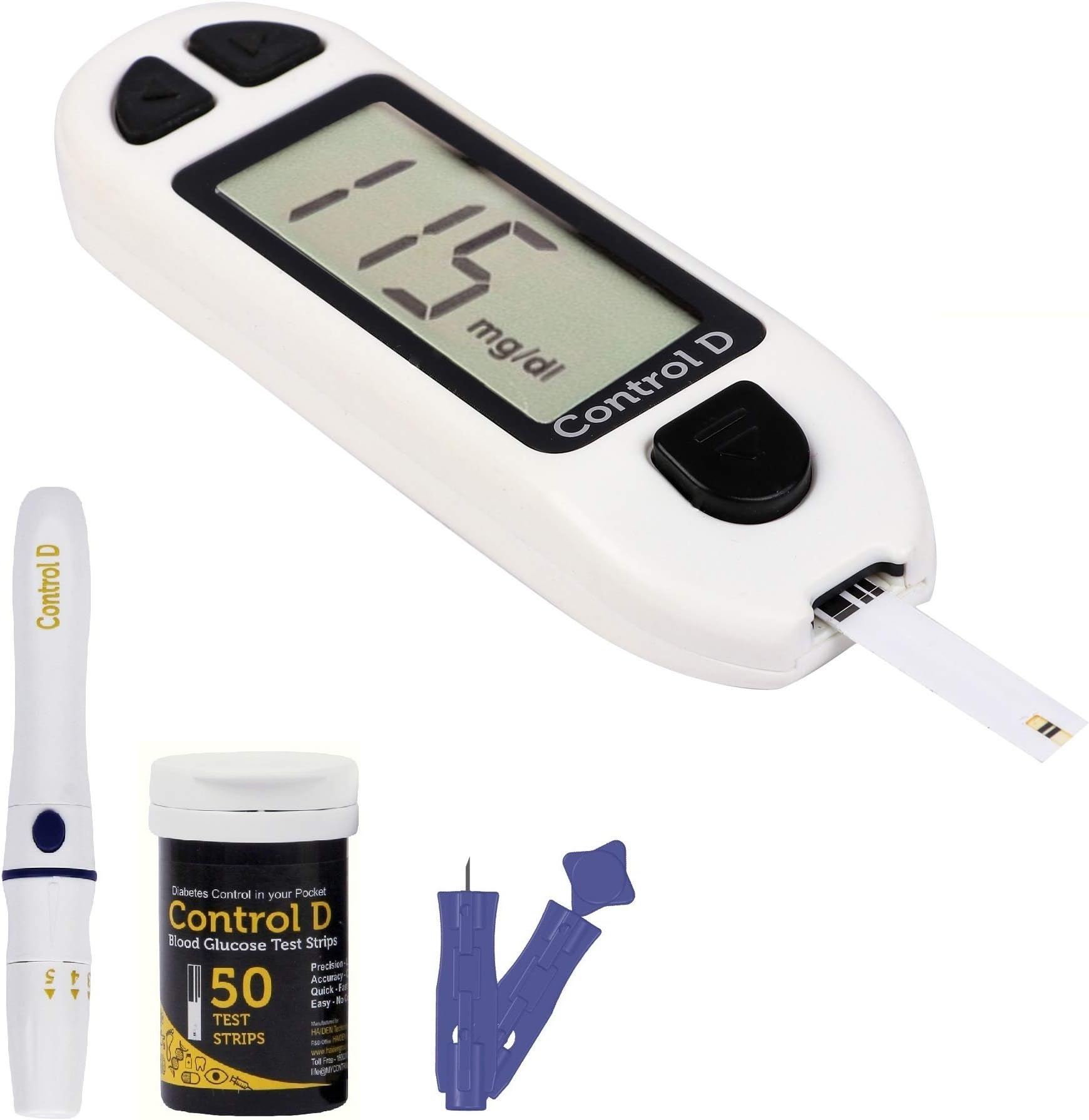 - White 50 Strips & Glucometer