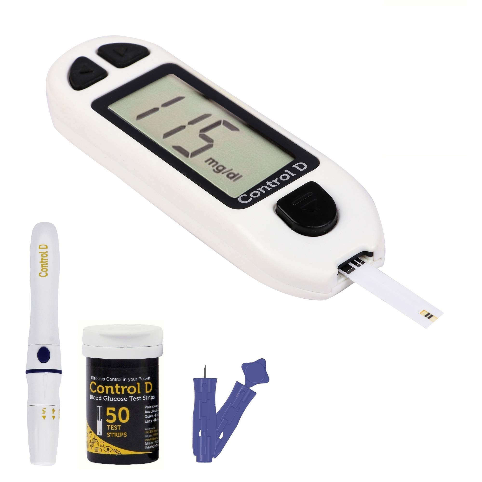 Control D White 50 Strips & Glucometer
