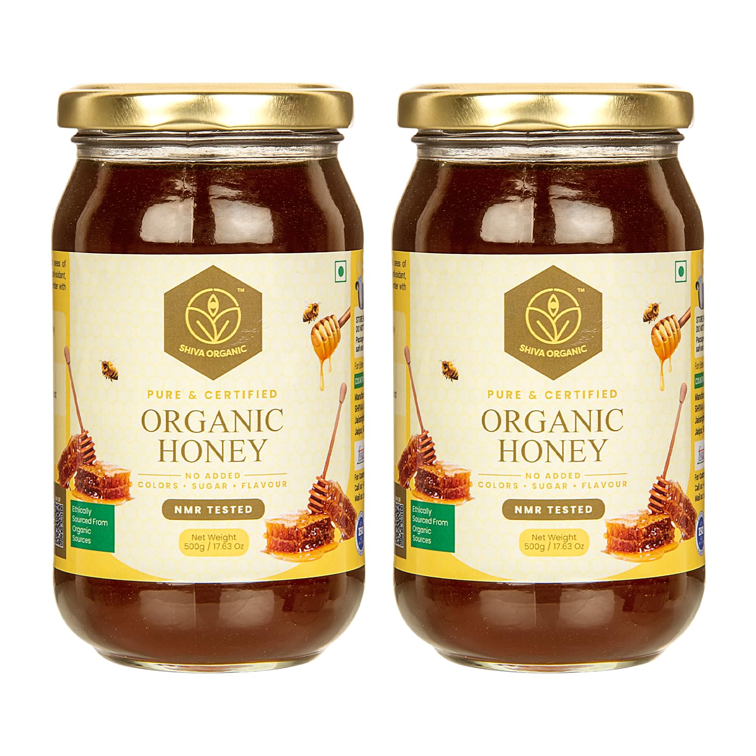 Shiva Organic Raw Organic Certified Honey 1kg | 100% Pure NMR Tested | Raw and Unprocessed