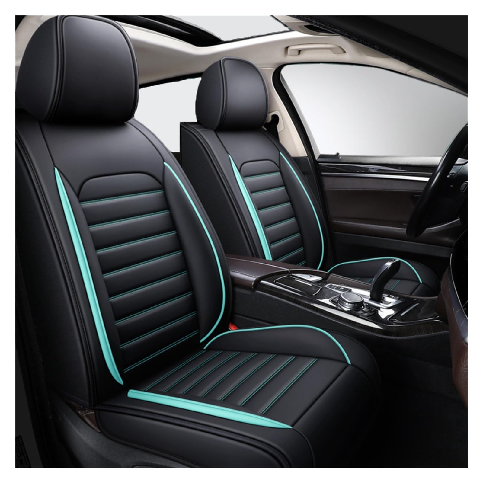 Car Seat Covers Full Set For Nissan Terrano I(WD21) 1987-1995 SUV, Luxury PU Leather Car Seat Covers,Cars Seats Covers Premium Waterproof,Car Seat Covers Full Set Universal(A)