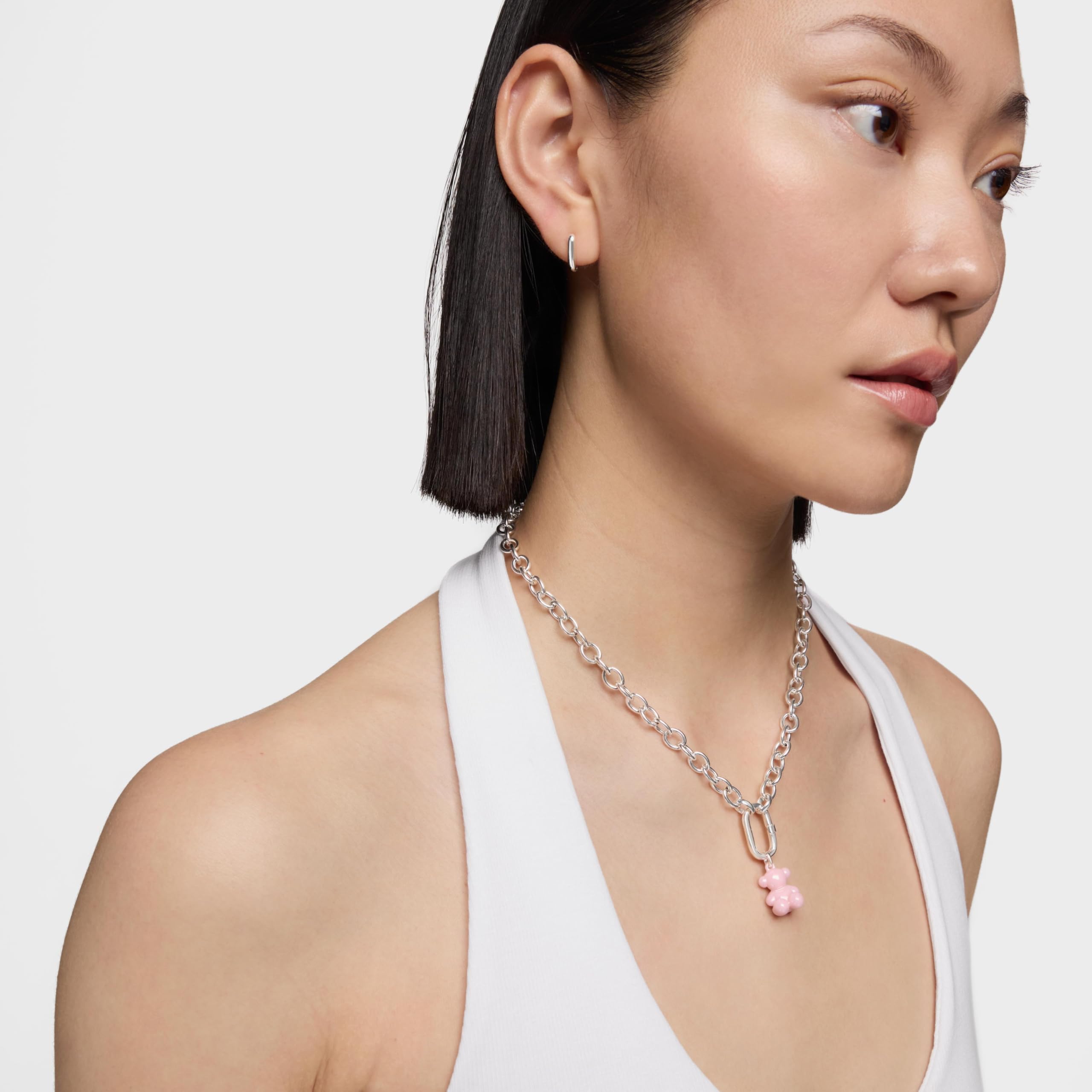 TOUS Colgante oso de plata y cerámica rosa, Para Mujer, Colección Bold Bear