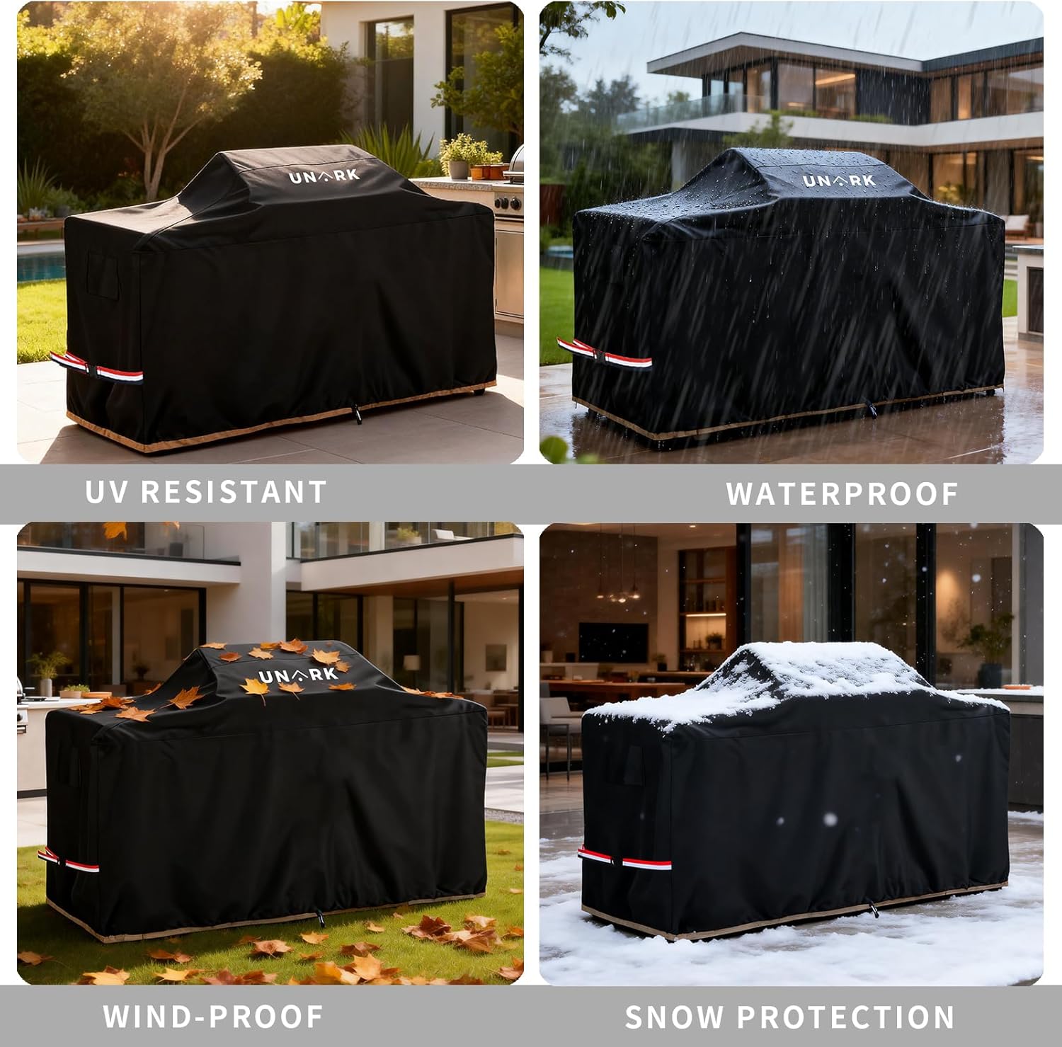110 Inch Extra Large Grill Cover Kitchen Island Cover Large Island Grill Cover for Outdoor Grill Outdoor Kitchen Cover Heavy Duty Waterproof 110" L x 44" W x 48" H, Black
