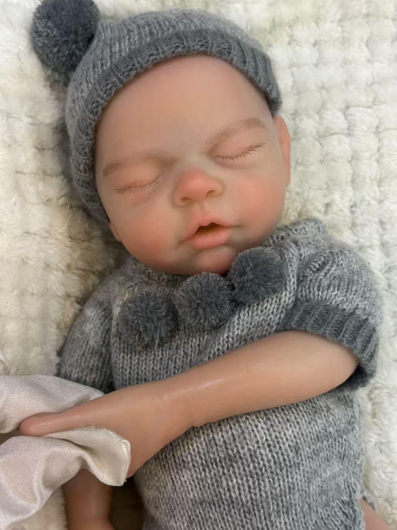 Bambola bambina in silicone morbido e resistente da 13 pollici con bocca aperta, sembra un neonato vero