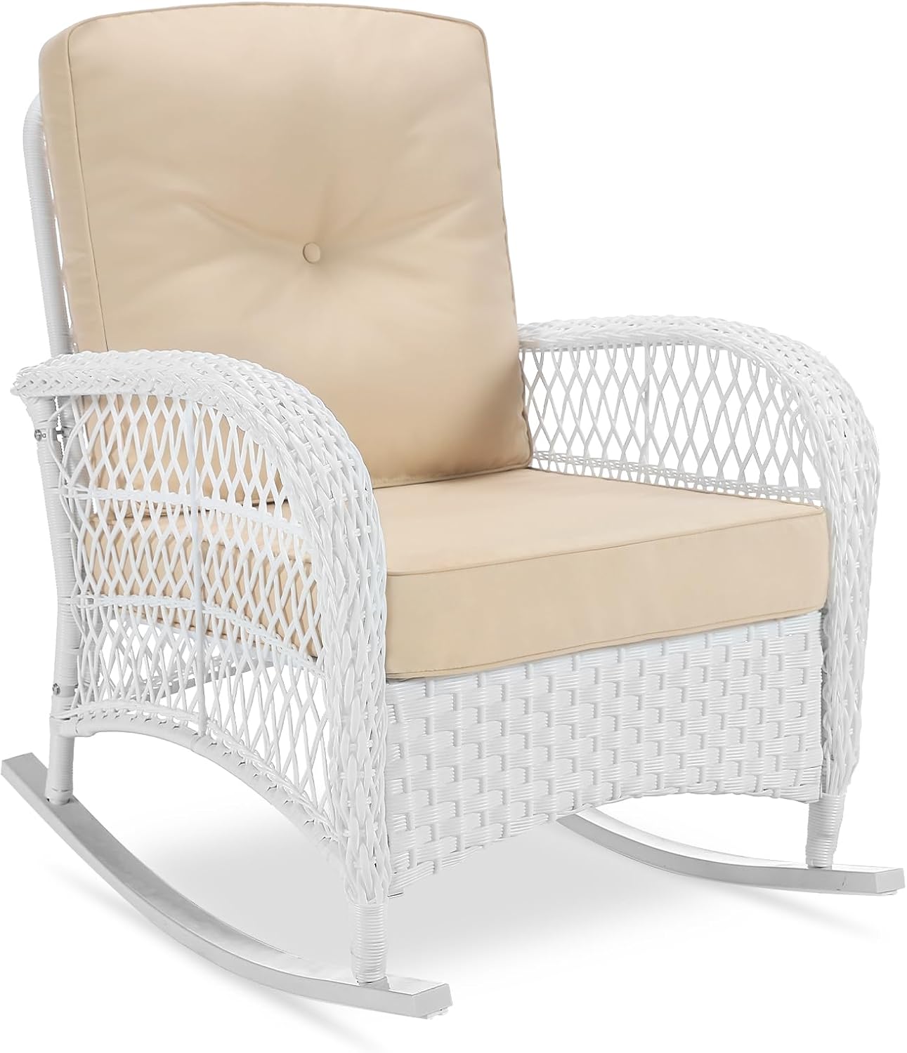 Amazon.com: VIVIJASON Outdoor Wicker Rocking Chair, Patio Rattan Rocker ...